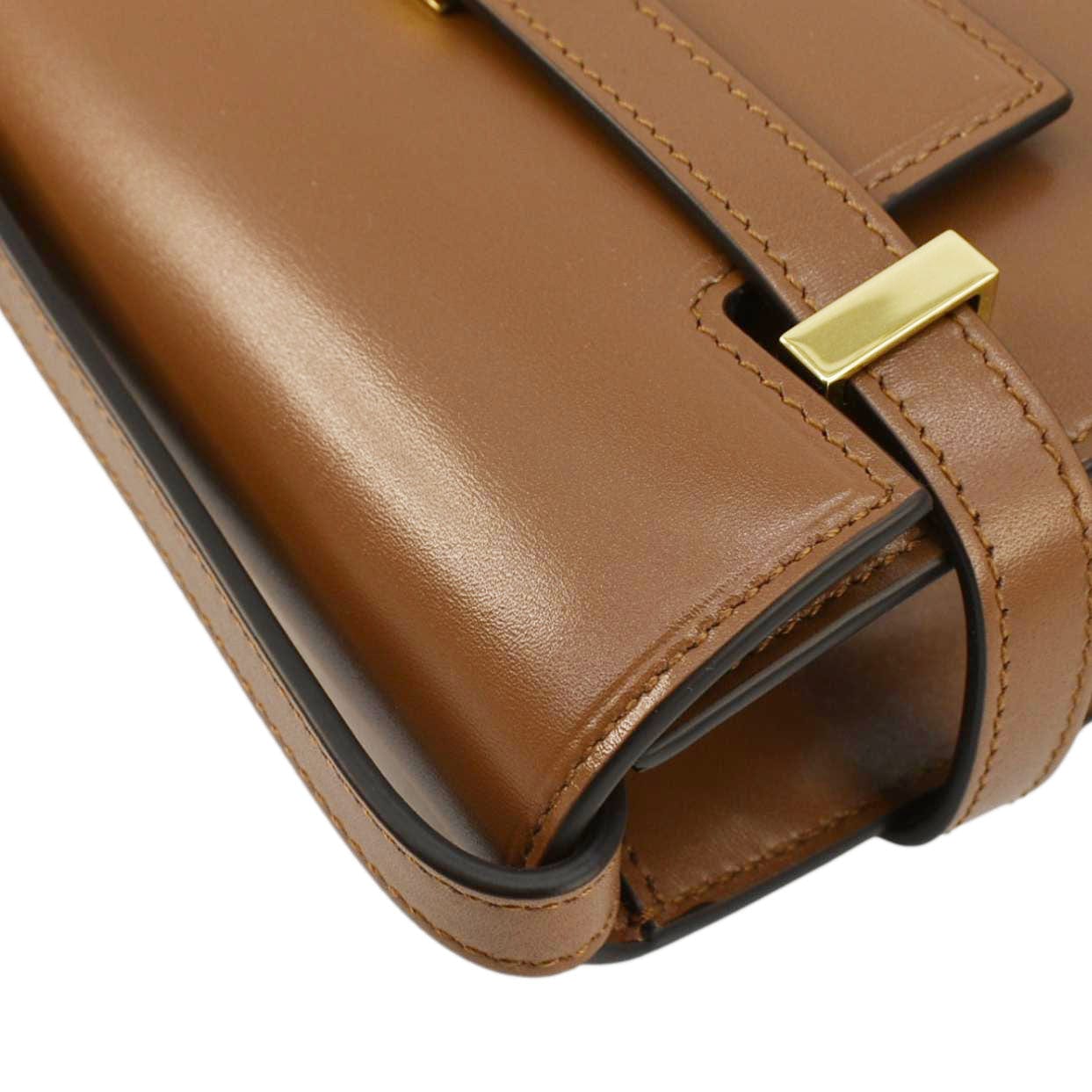SAINT LAURENT Manhattan Leather Shoulder Bag Brown