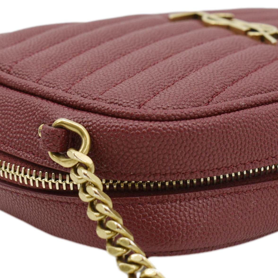 SAINT LAURENT Lou Chevron Leather Camera Crossbody Bag Red