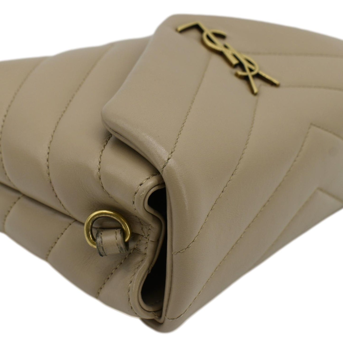 SAINT LAURENT Loulou Toy Matelasse Leather Crossbody Bag Brown
