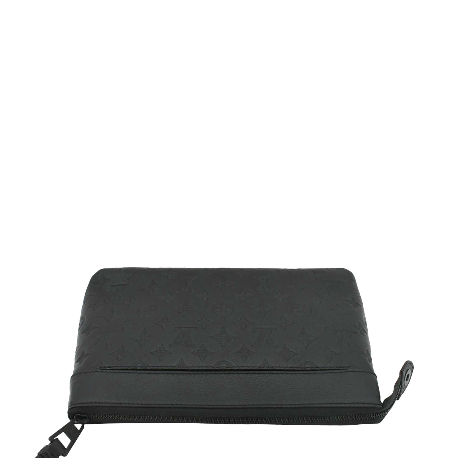 LOUIS VUITTON Pochette Voyage Monogram Shadow Leather Pouch Black
