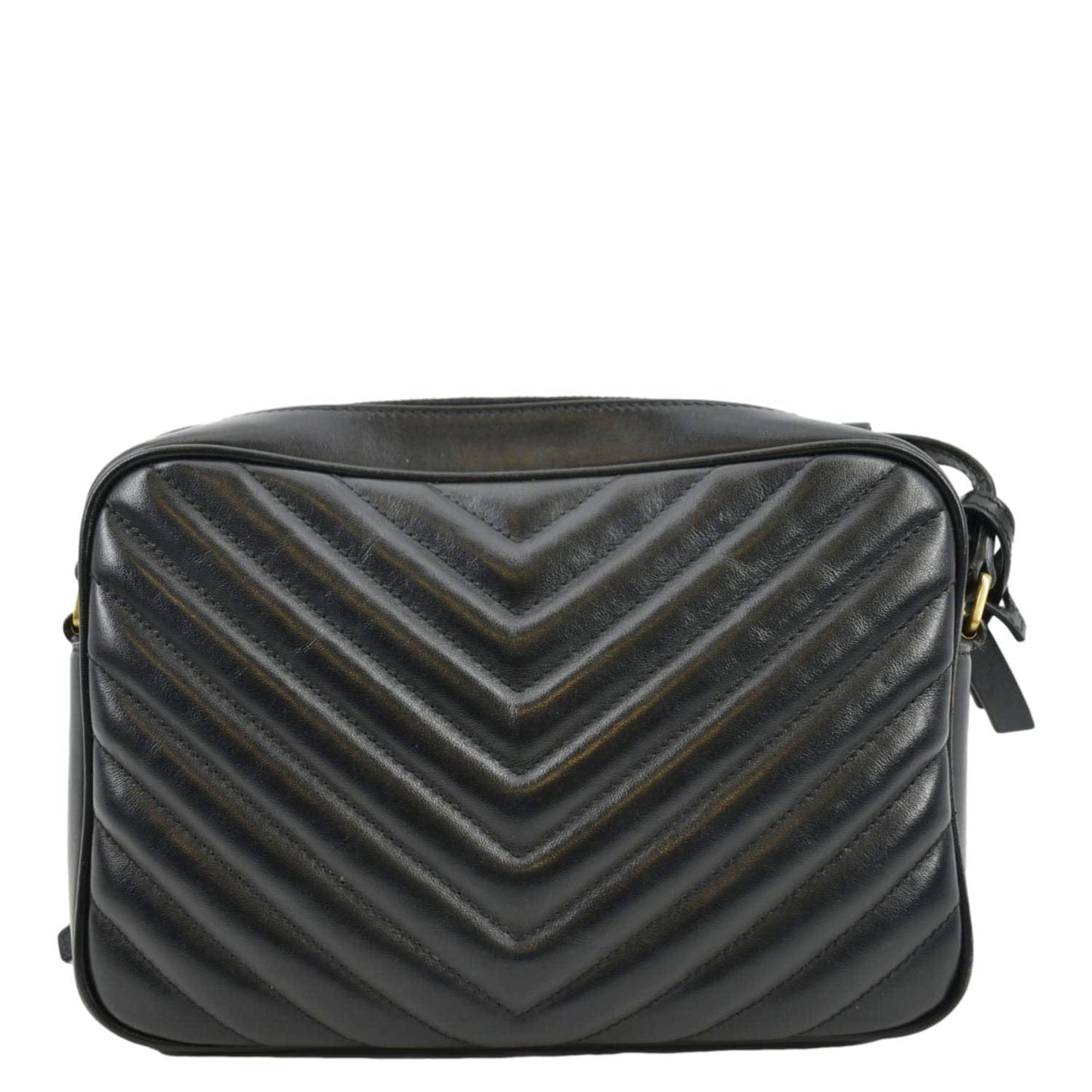 SAINT LAURENT Lou Chevron Leather Camera Crossbody Bag Black