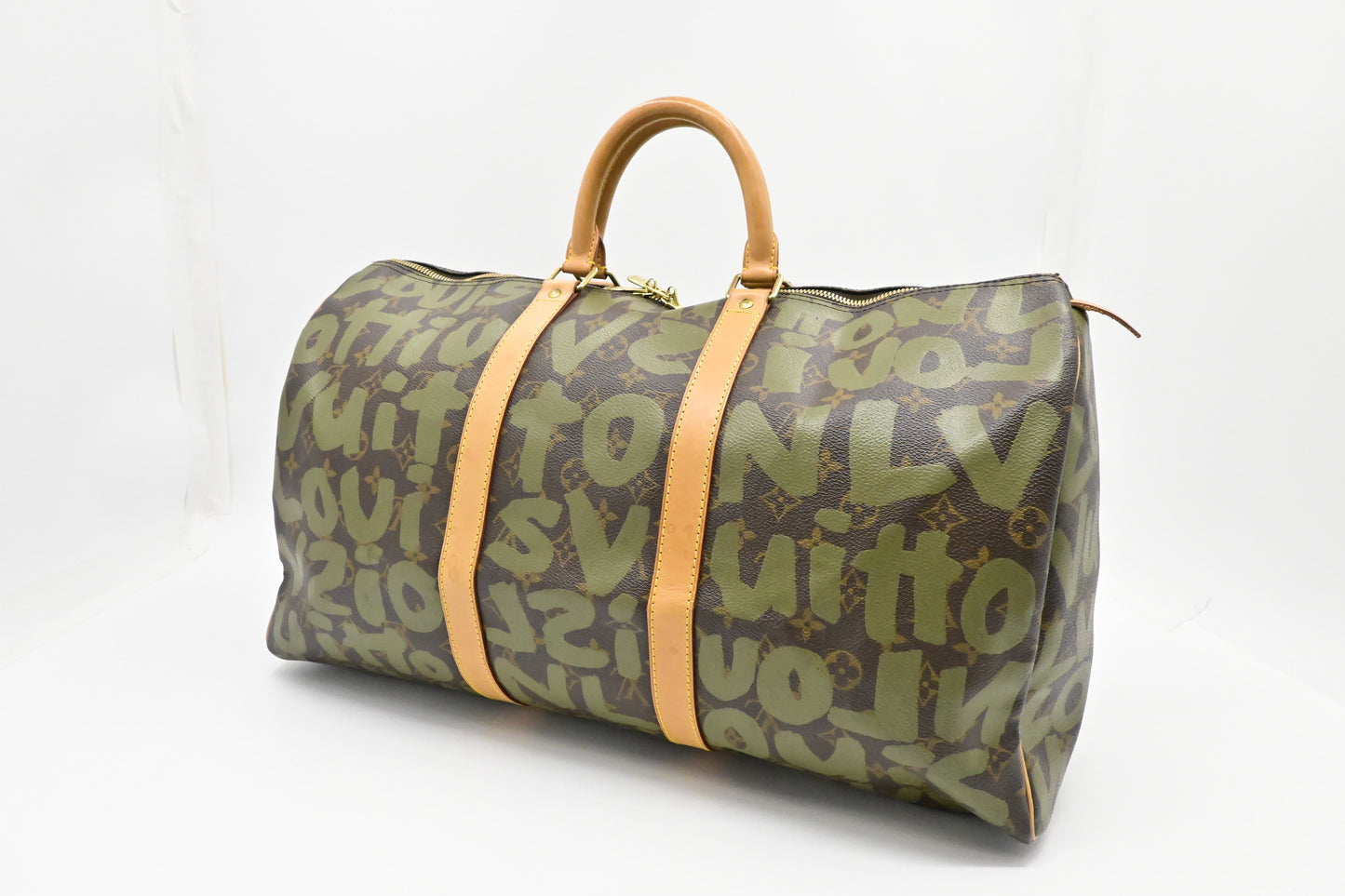 Louis Vuitton x Stephen Spro Keepall 50 in Green Graffiti Monogram Canvas