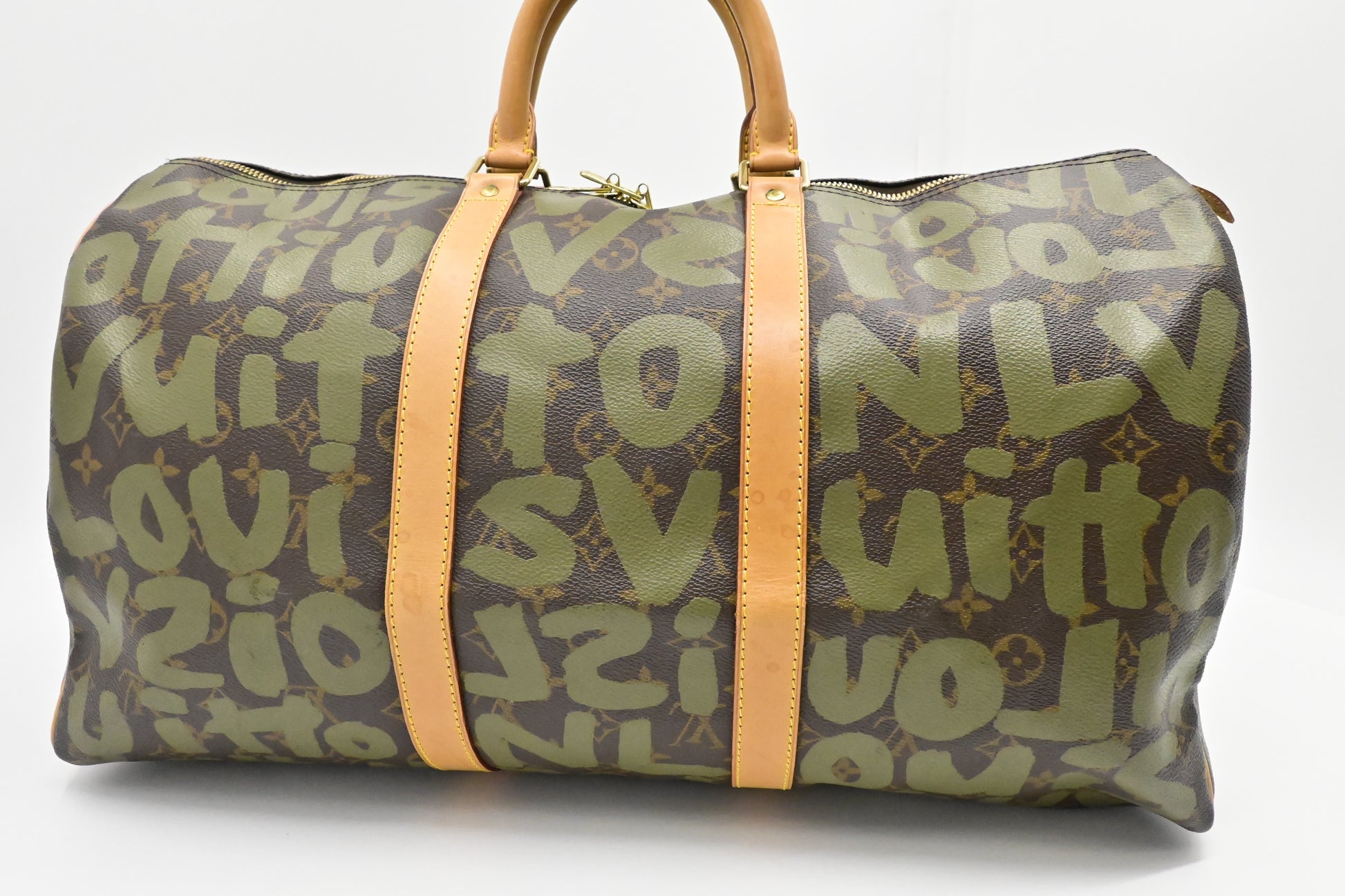 Louis Vuitton x Stephen Spro Keepall 50 in Green Graffiti Monogram Canvas
