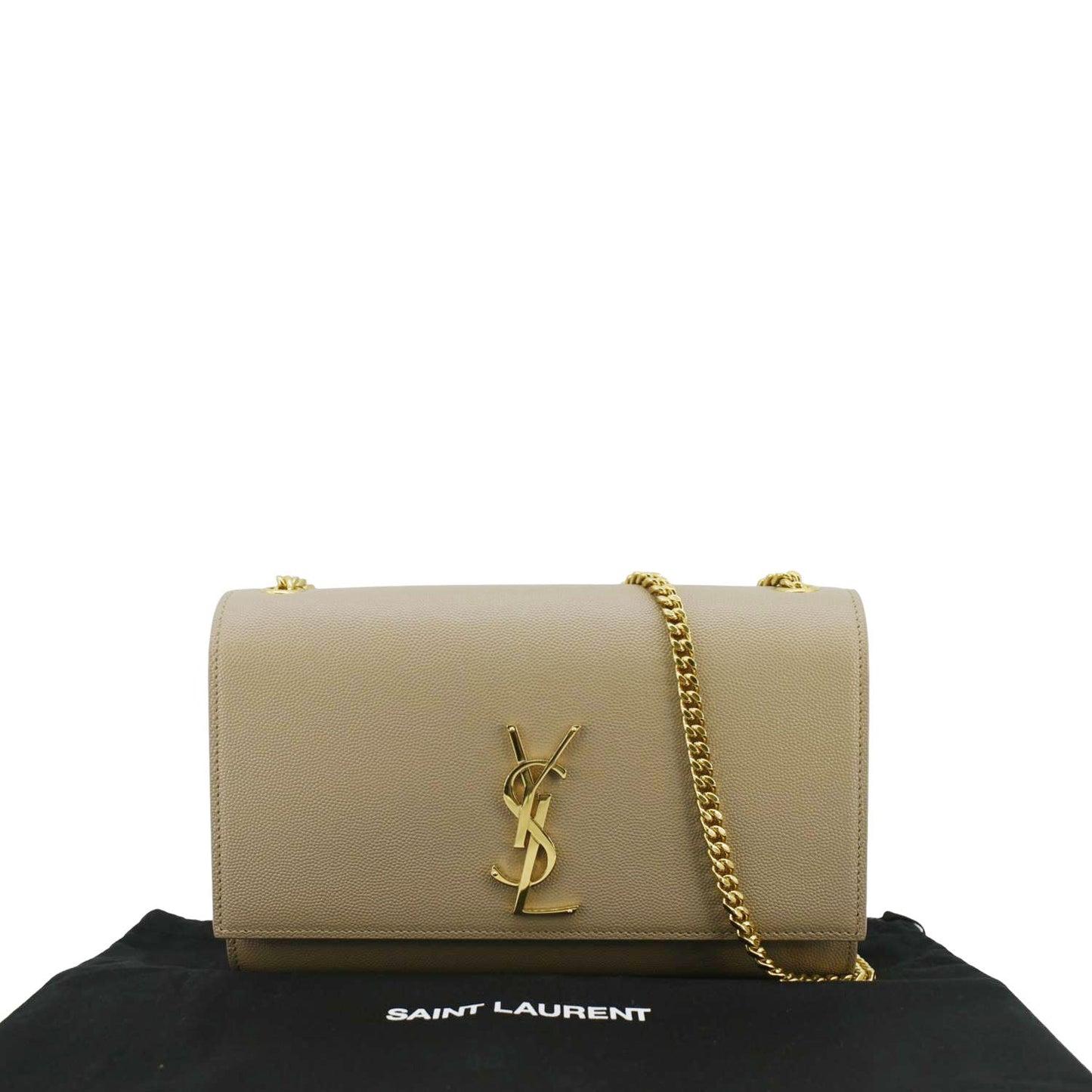 SAINT LAURENT Kate Leather Chain Crossbody Bag Cream