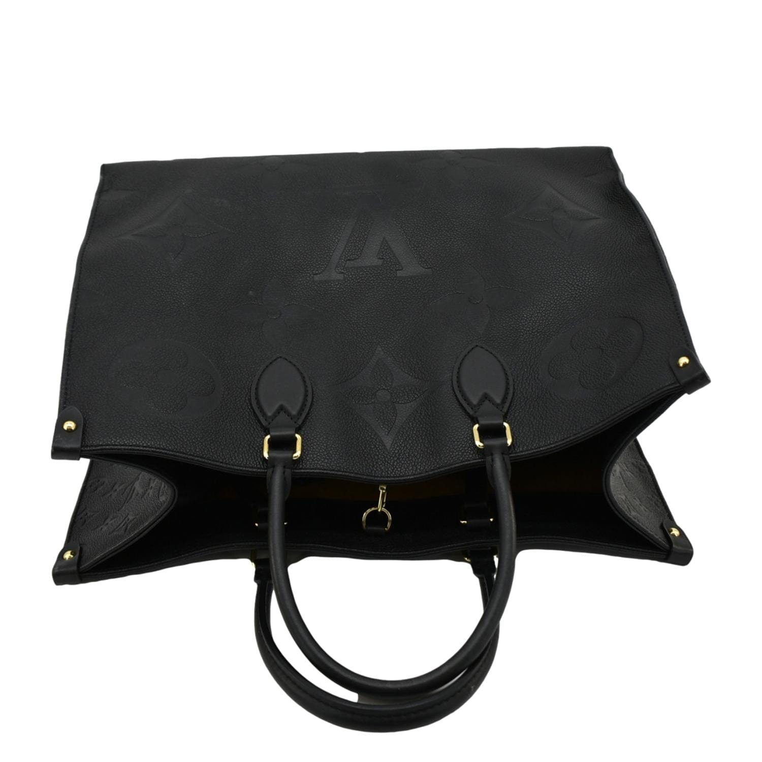LOUIS VUITTON Onthego GM Monogram Empreinte Leather Tote Bag Black