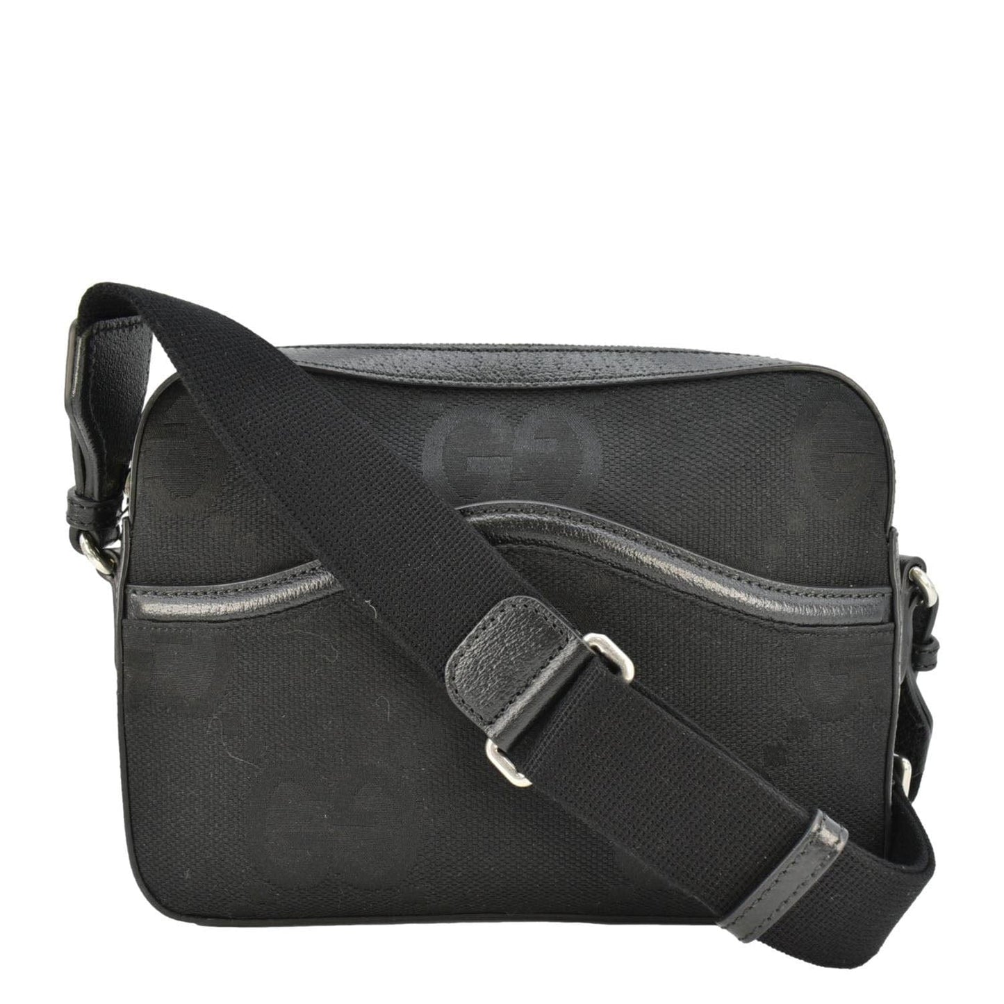 GUCCI jumbo GG Canvas Messenger Bag Black 675891