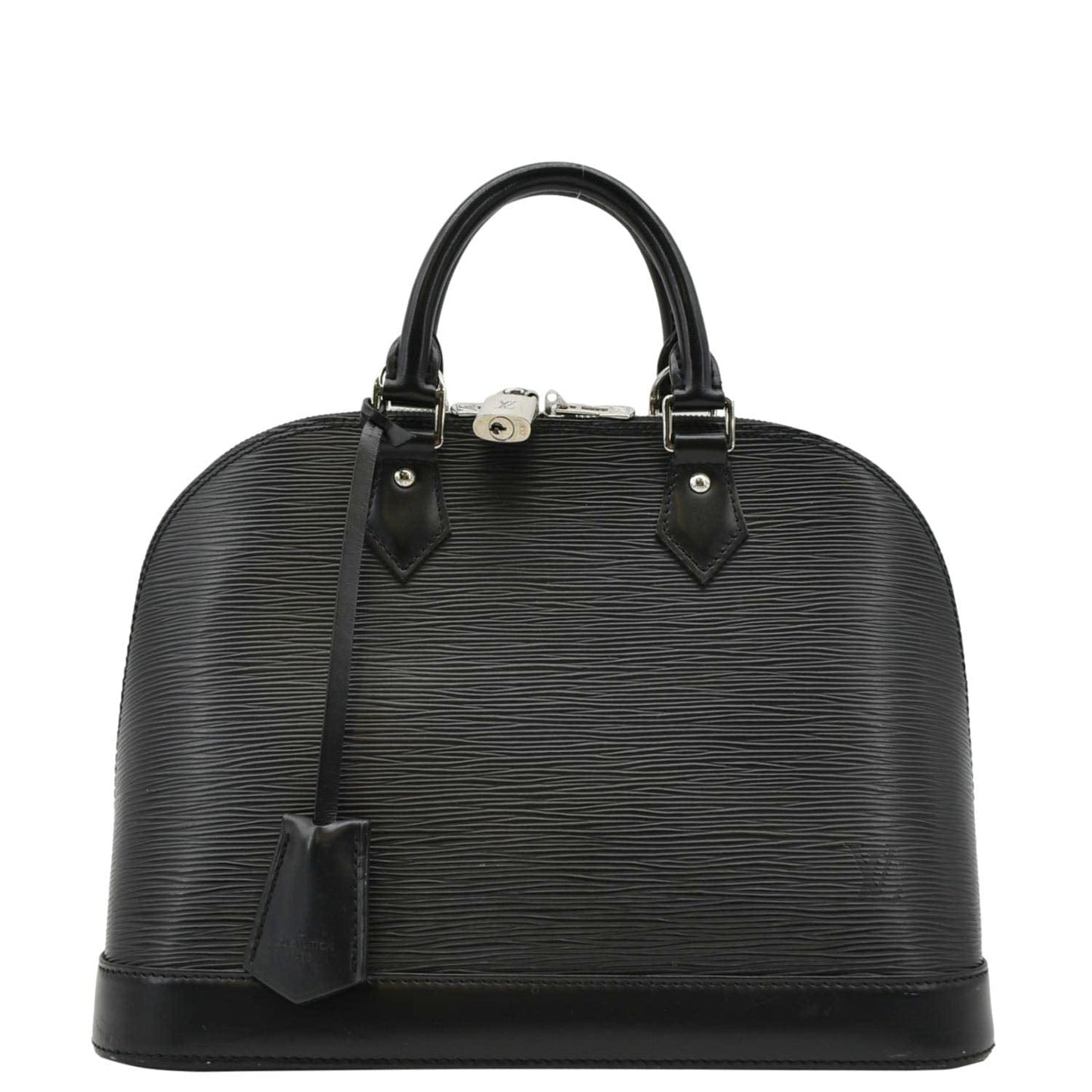 LOUIS VUITTON Alma PM Epi Leather Satchel Bag Black