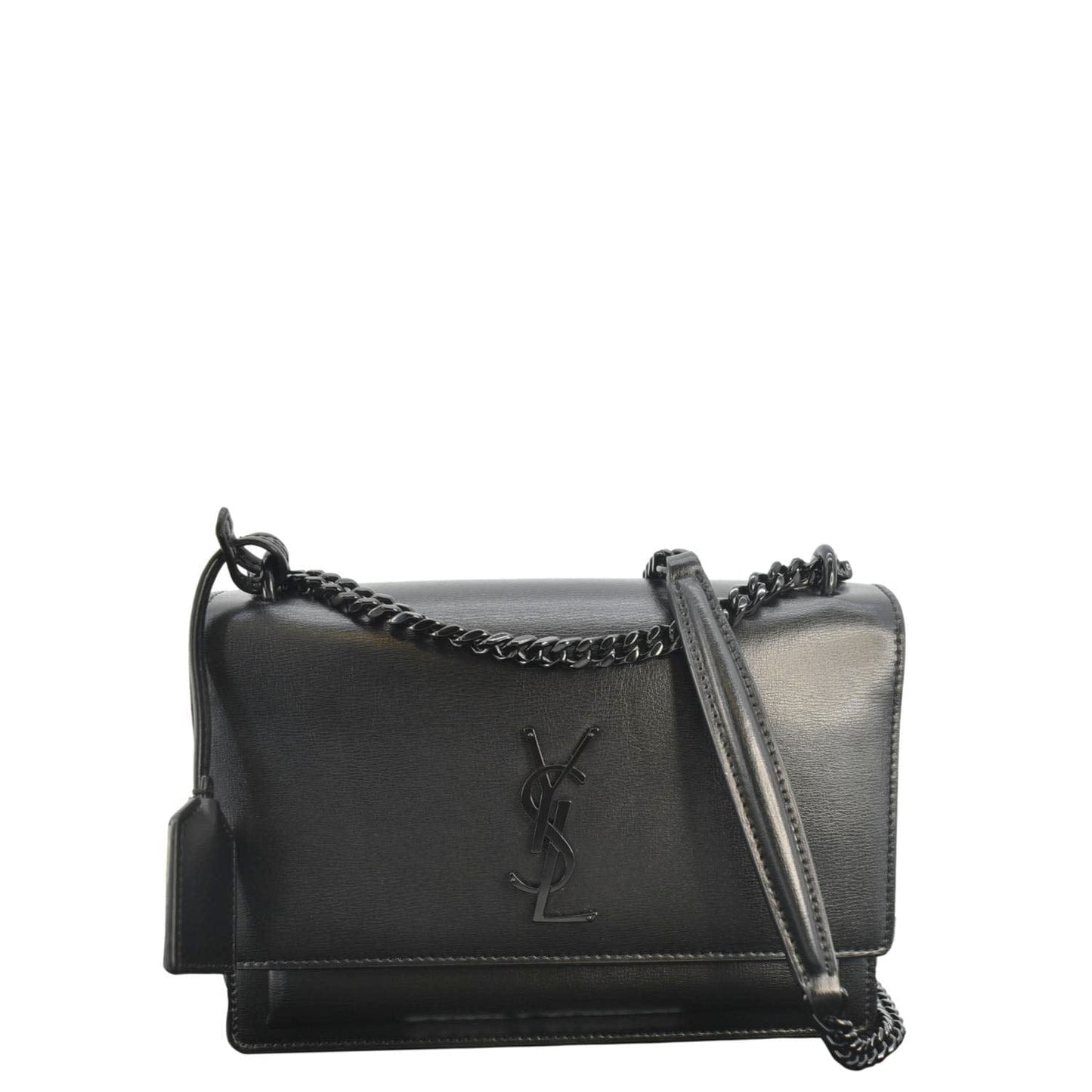 SAINT LAURENT Sunset Medium Leather Shoulder Bag Black