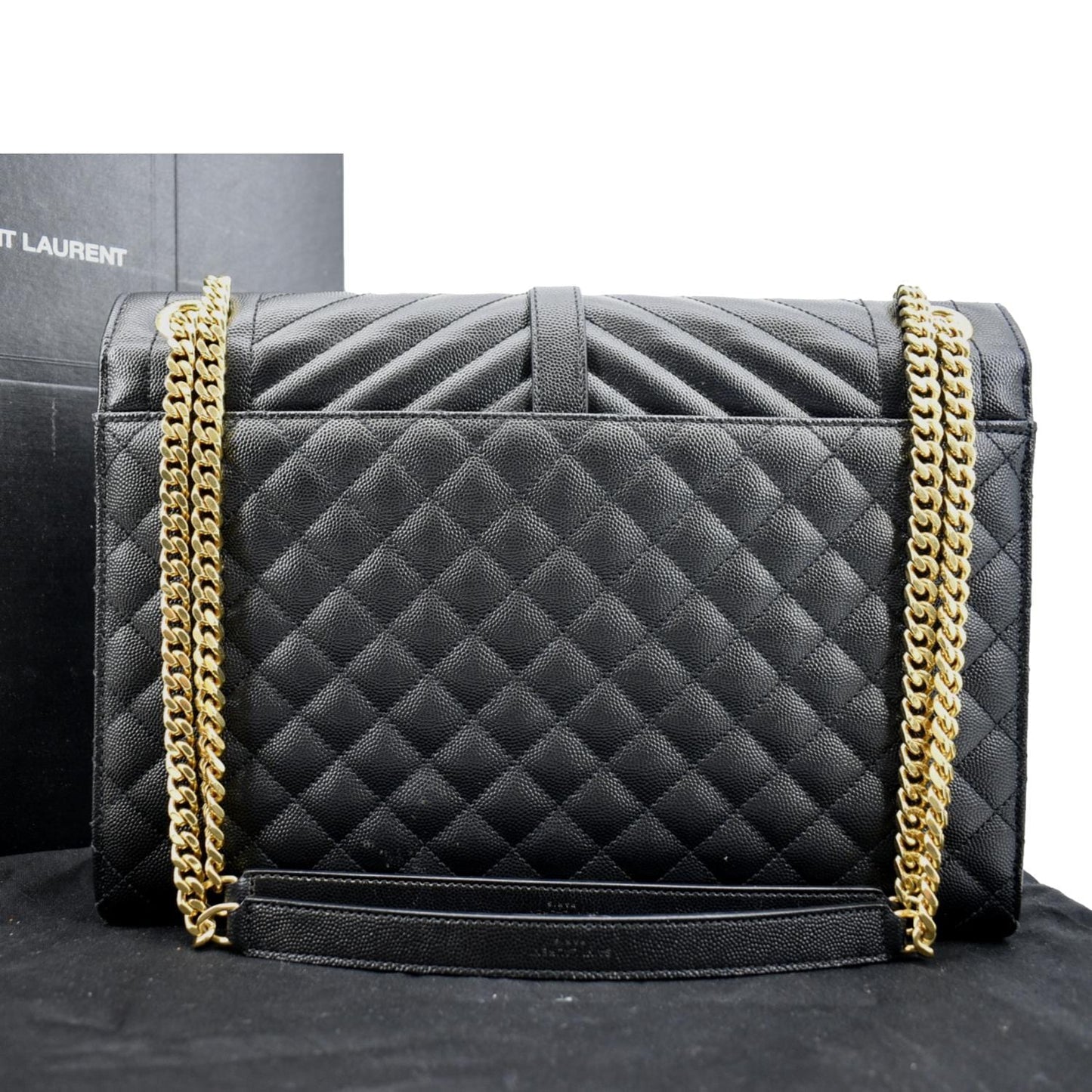 SAINT LAURENT Envelope Medium Matelasse Leather Crossbody Bag Black