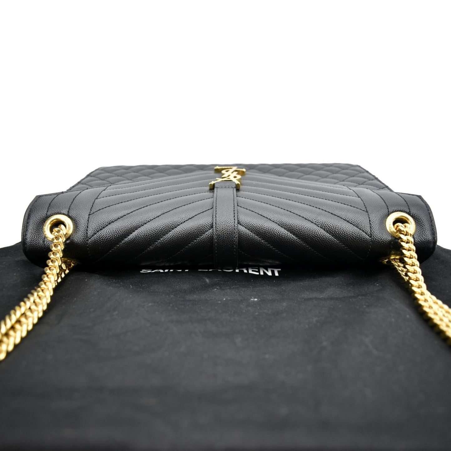 SAINT LAURENT Envelope Medium Matelasse Leather Crossbody Bag Black