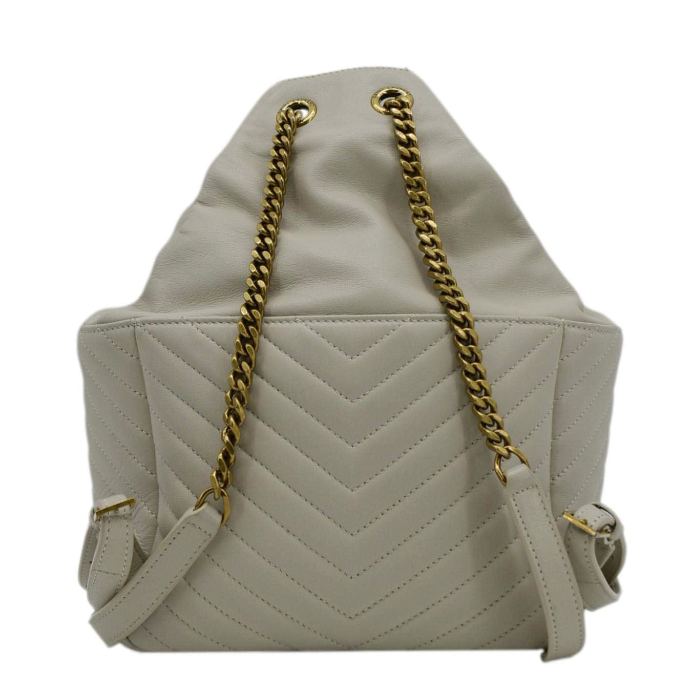 SAINT LAURENT Joe Drawstring Leather Backpack Bag Off White
