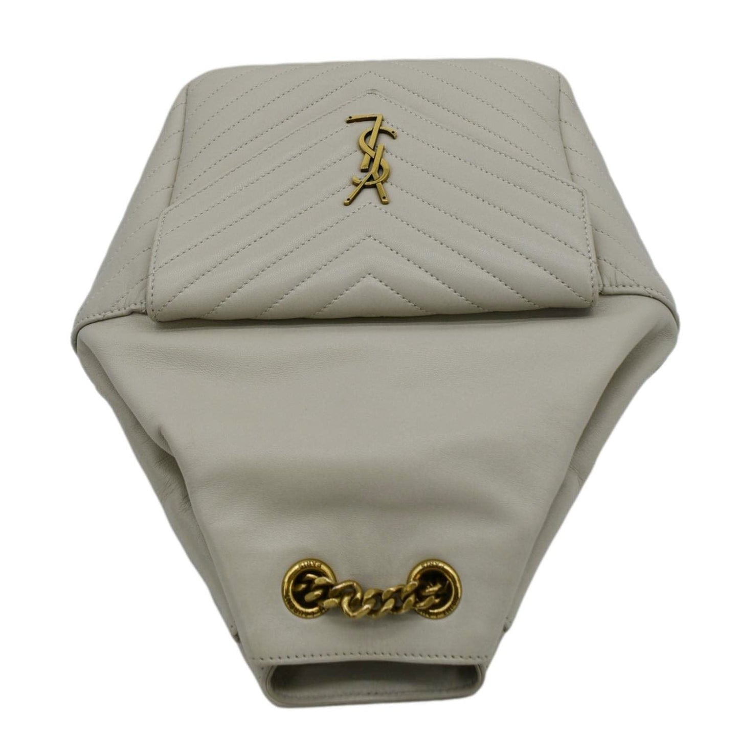 SAINT LAURENT Joe Drawstring Leather Backpack Bag Off White