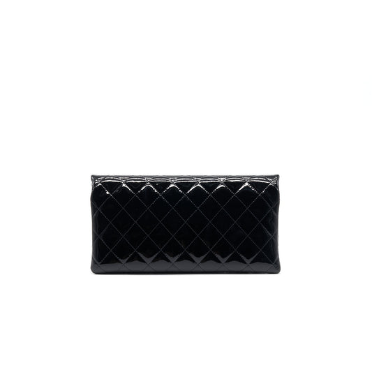 Chanel Patent Leather Fold Over Clutch Black