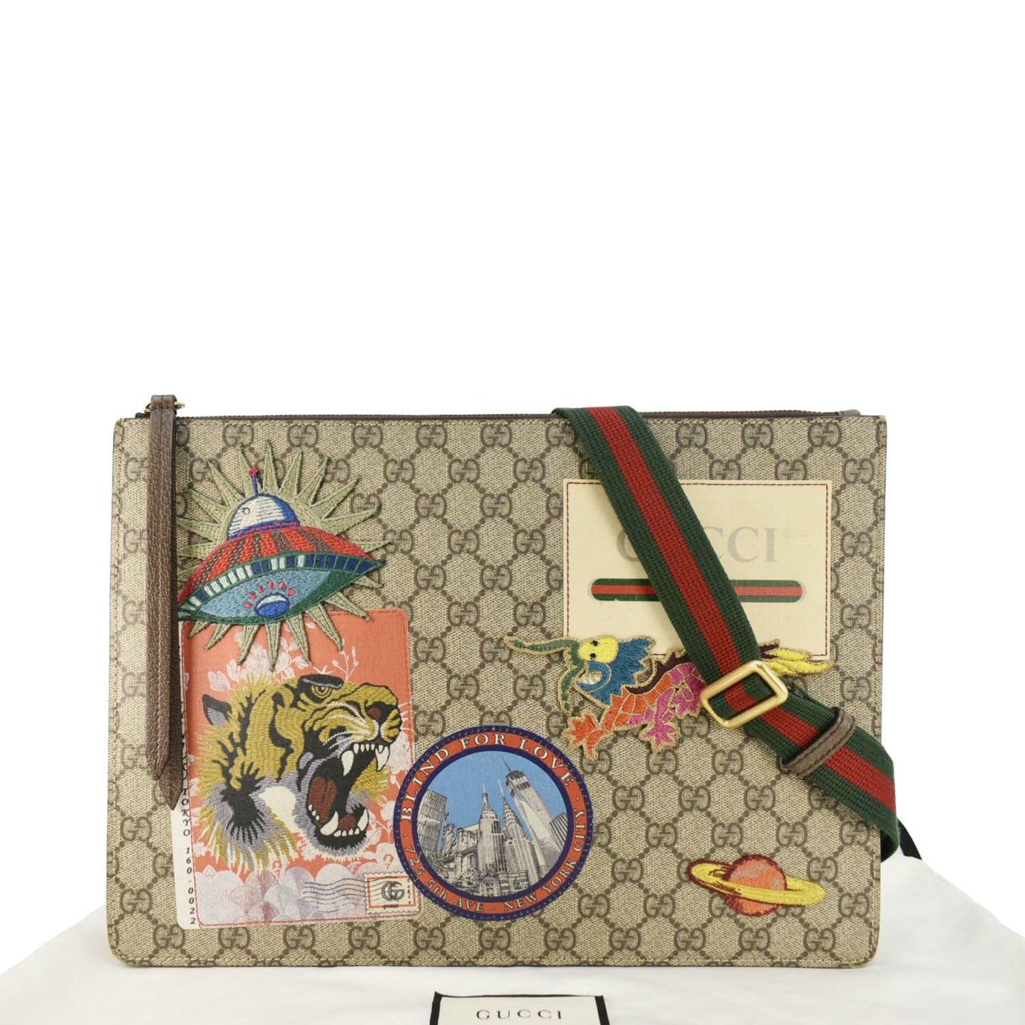 GUCCI Courrier Web GG Canvas Messenger Bag Beige 474083