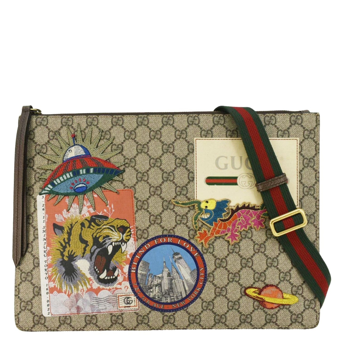 GUCCI Courrier Web GG Canvas Messenger Bag Beige 474083