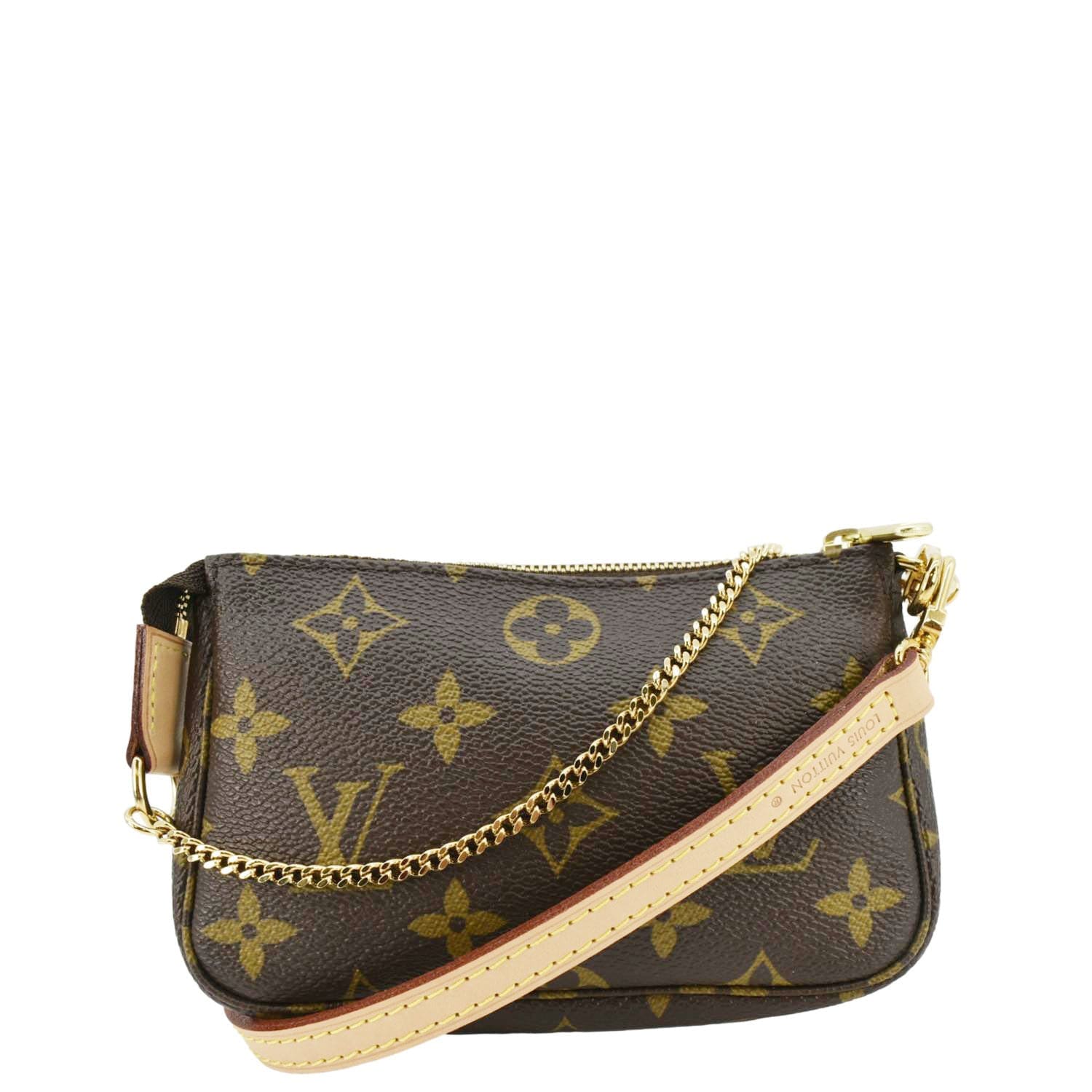 LOUIS VUITTON V Pochette Accessories Mini Monogram Canvas Pouch Brown