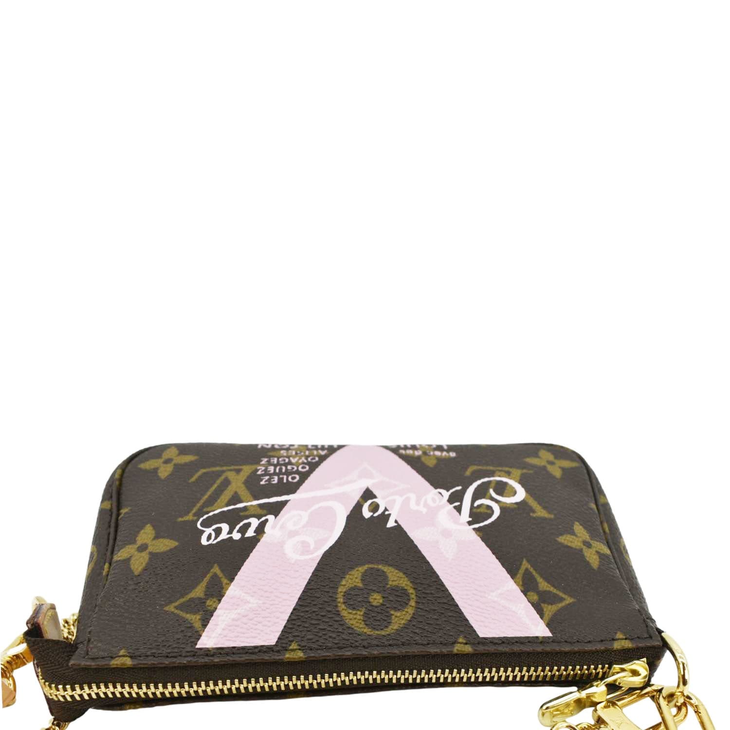 LOUIS VUITTON V Pochette Accessories Mini Monogram Canvas Pouch Brown