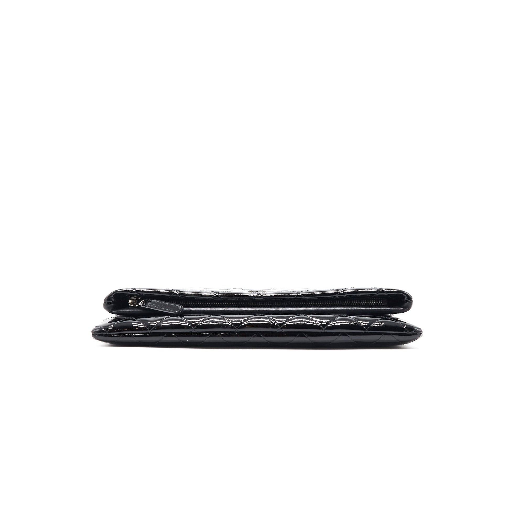 Chanel Patent Leather Fold Over Clutch Black