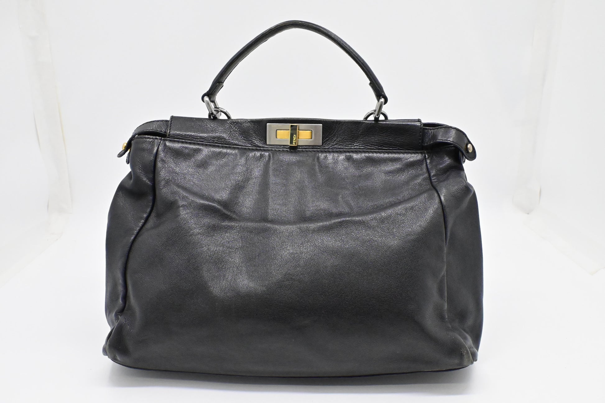 Fendi Medium Peekaboo Tote in Black Leather