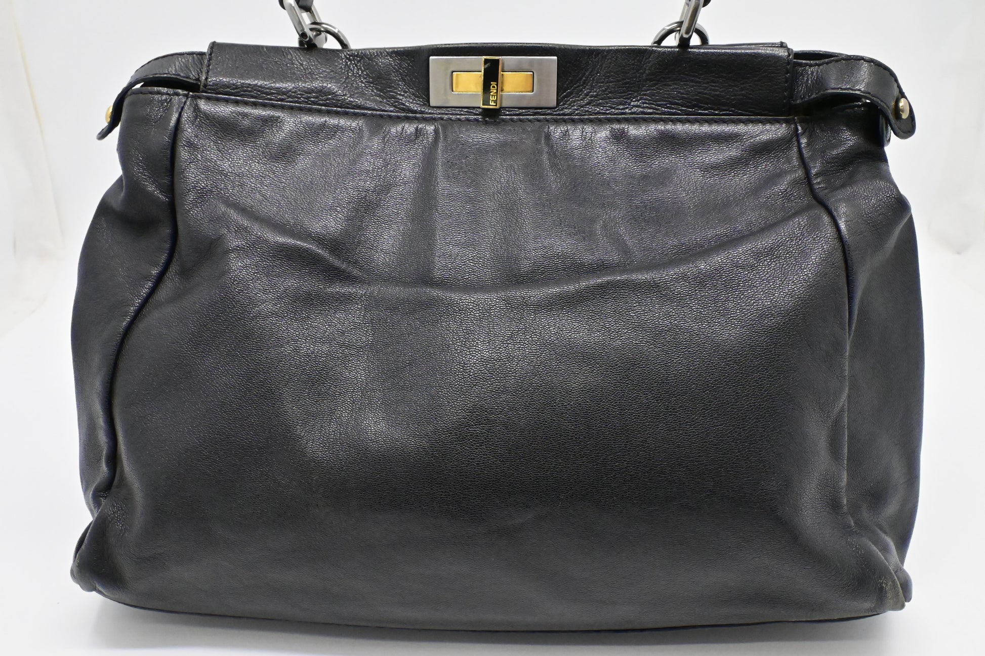 Fendi Medium Peekaboo Tote in Black Leather