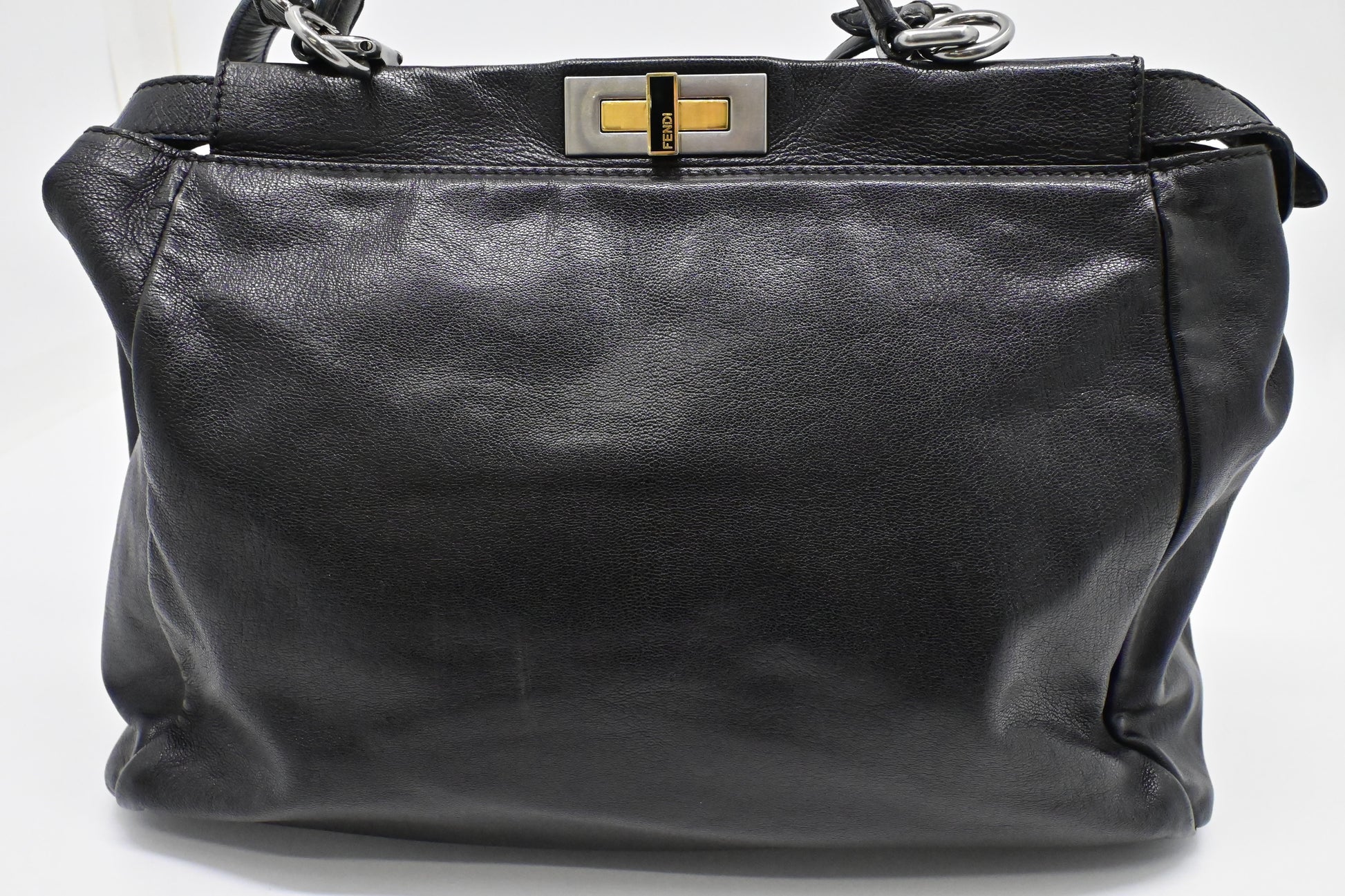 Fendi Medium Peekaboo Tote in Black Leather