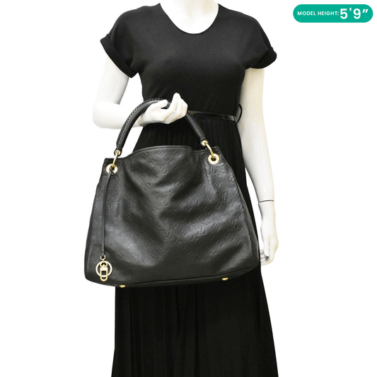 LOUIS VUITTON Artsy MM Monogram Empreinte Leather Shoulder Bag Black