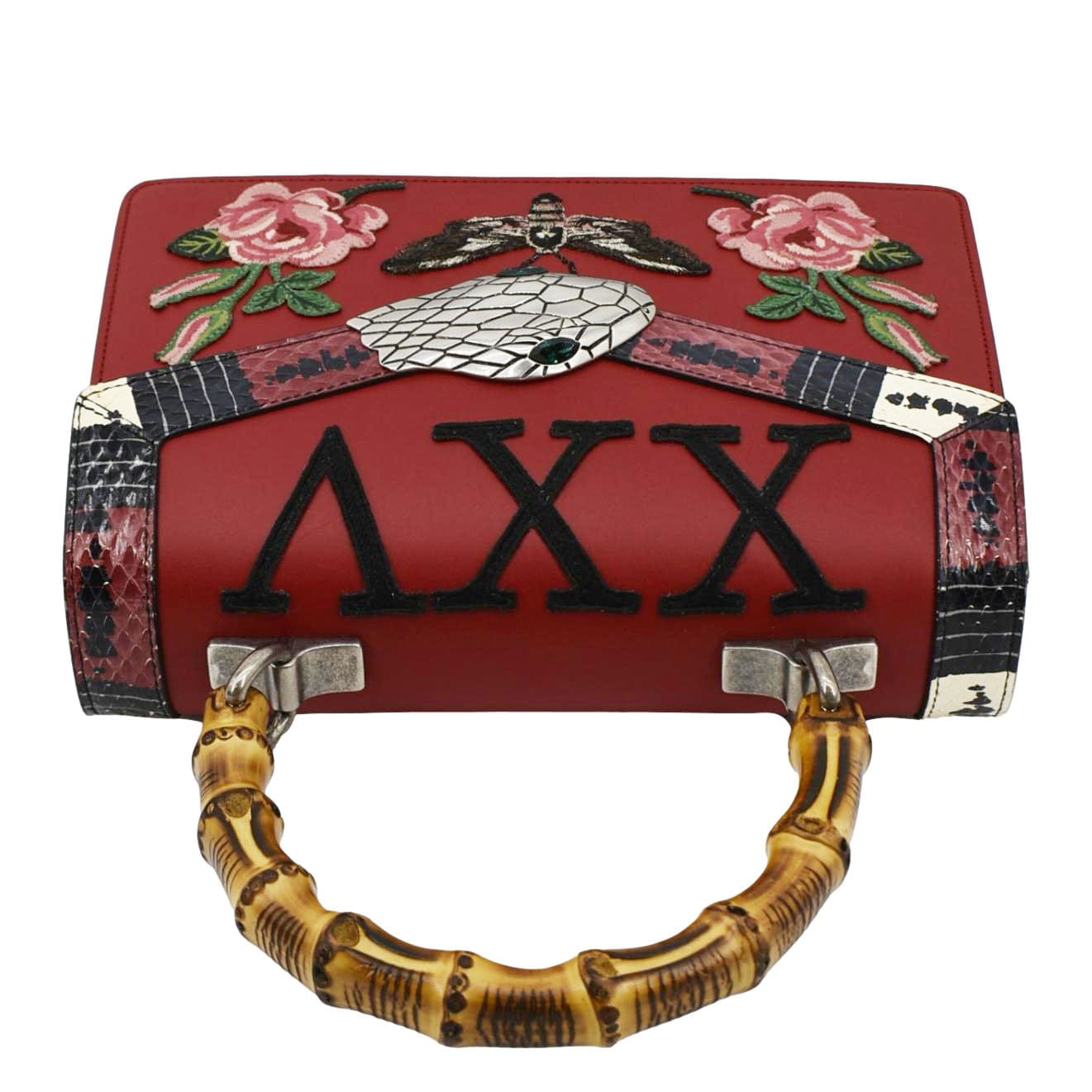 GUCCI Lilith Bamboo Leather Top Handle Shoulder Bag Red 453751