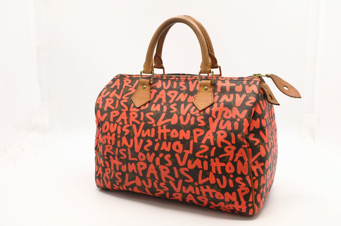 Louis Vuitton x Stephen Spro Speedy 30 in Orange Graffiti Canvas