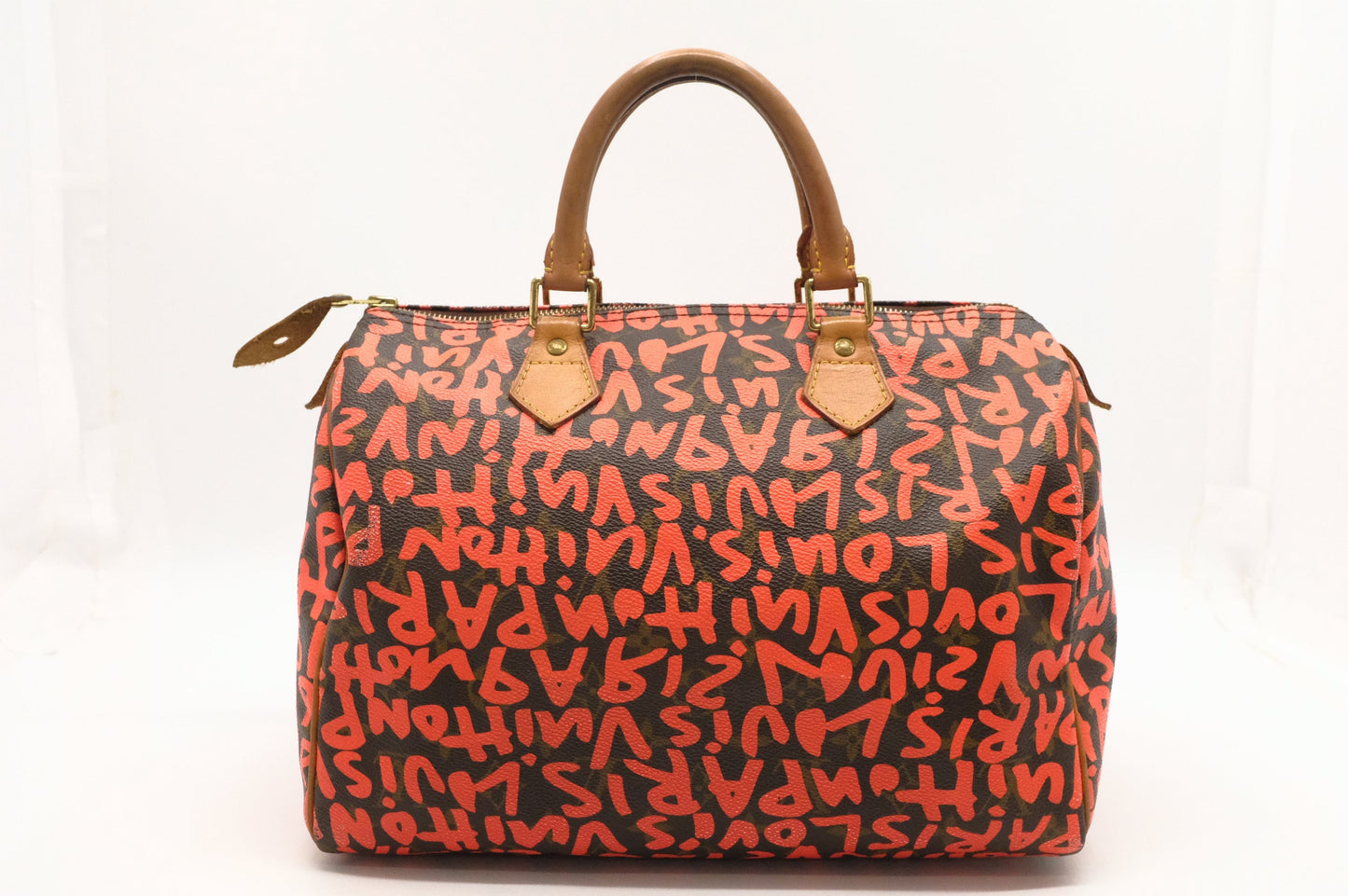 Louis Vuitton x Stephen Spro Speedy 30 in Orange Graffiti Canvas