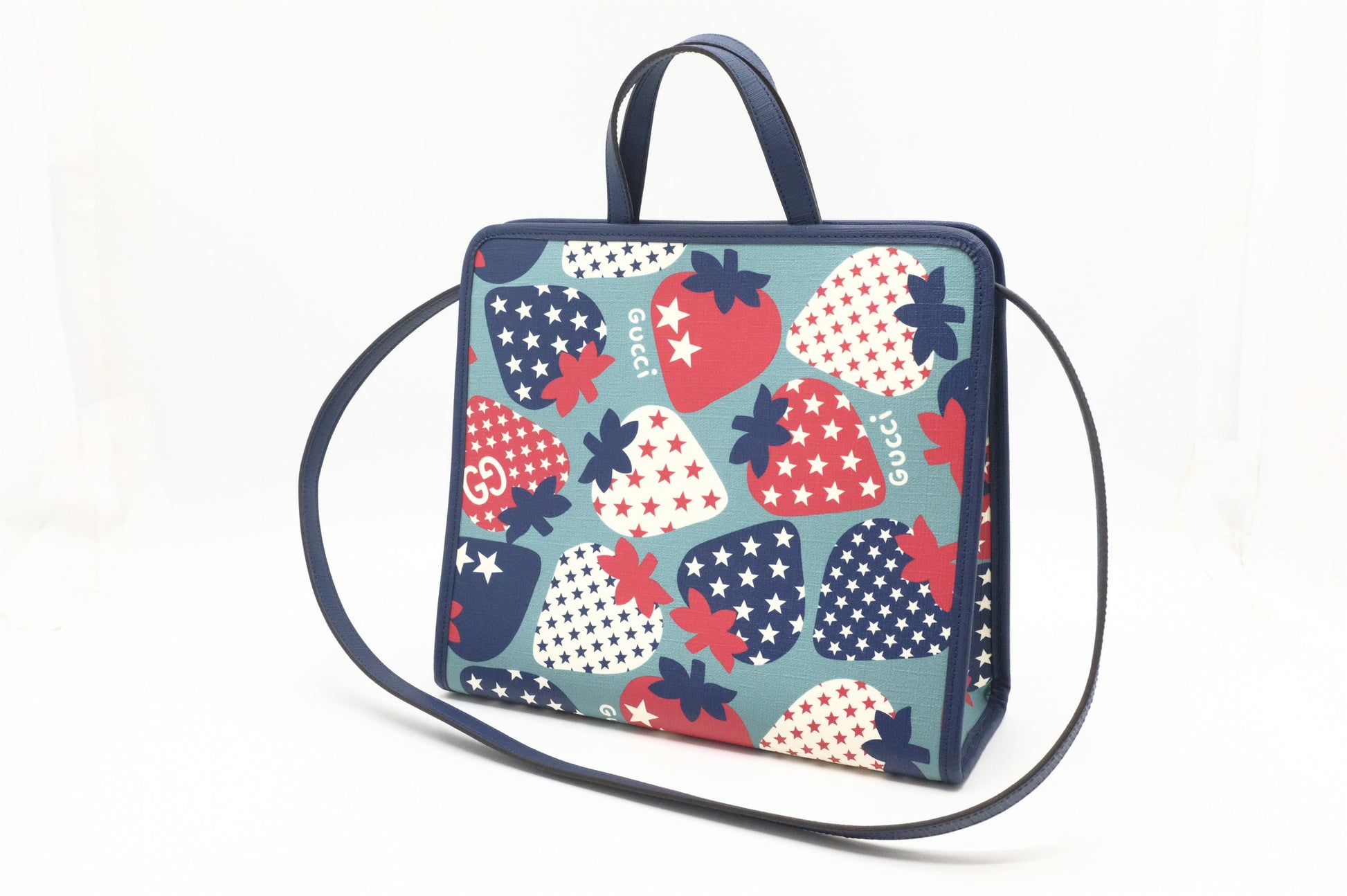 Gucci Children's Crossbody Tote in Strawberry Star Coated Canvas