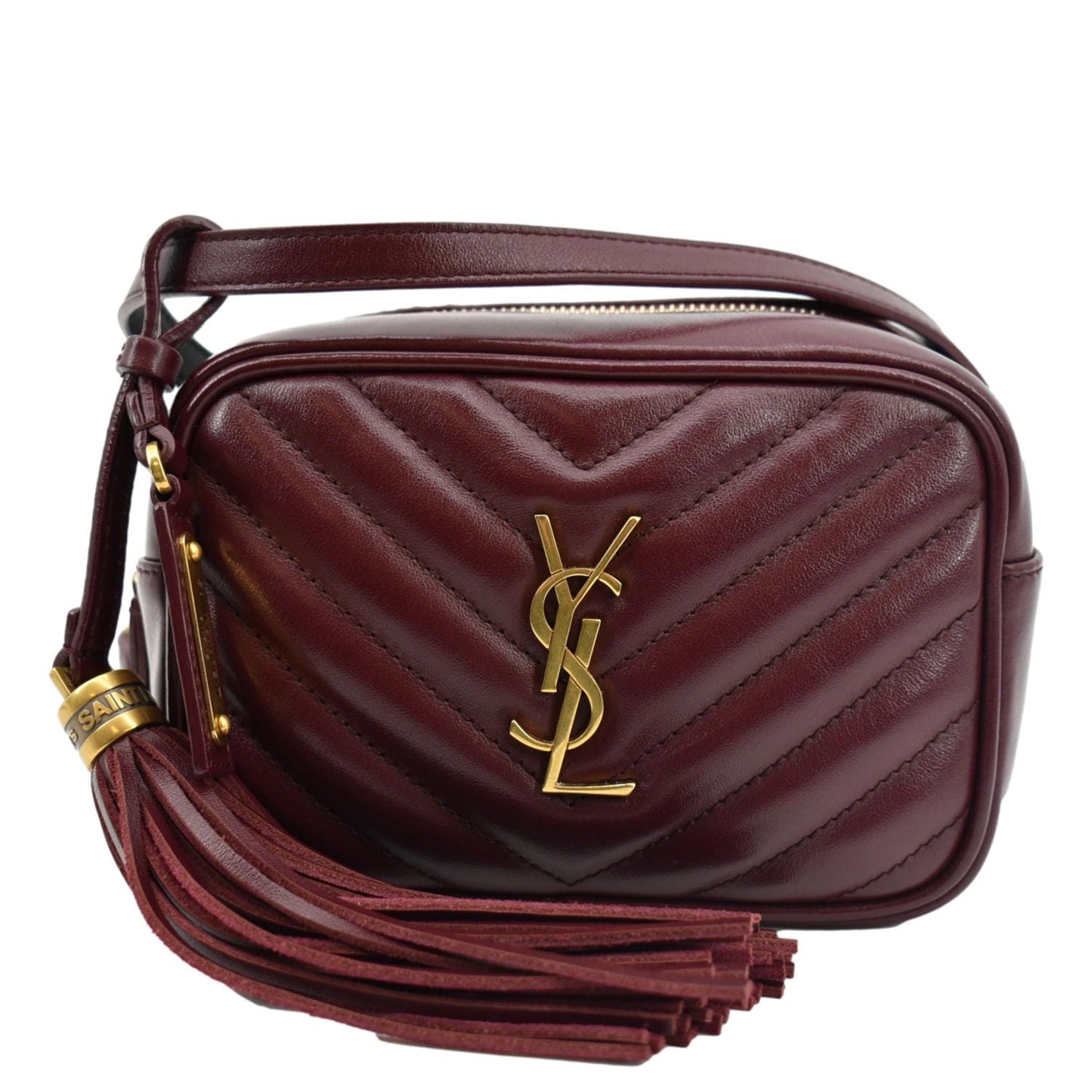 SAINT LAURENT Lou Calfskin Leather Crossbody Belt Bag Red