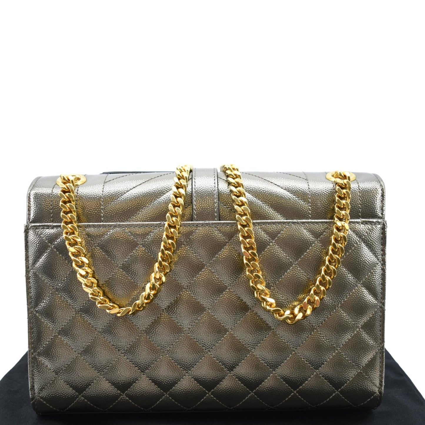 SAINT LAURENT Envelope Medium Matelasse Leather Shoulder Bag Metallic