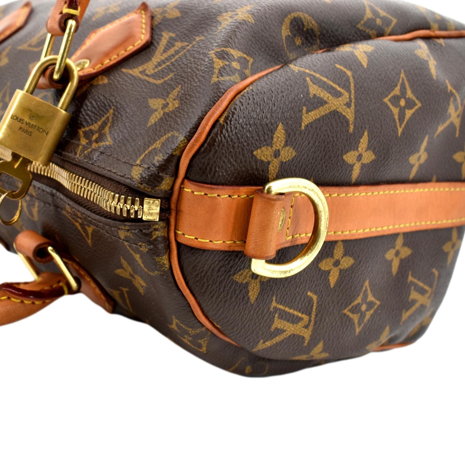 LOUIS VUITTON 25 Monogram Canvas Satchel Bag Brown