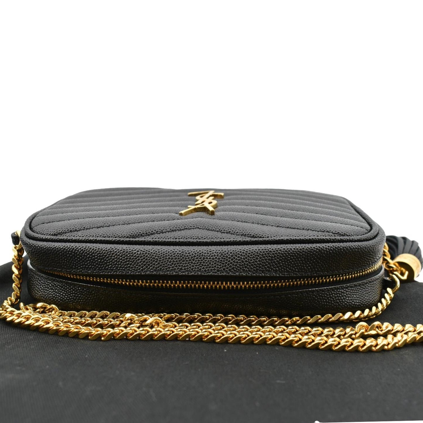 SAINT LAURENT Mini Lou Leather Camera Crossbody Bag Black