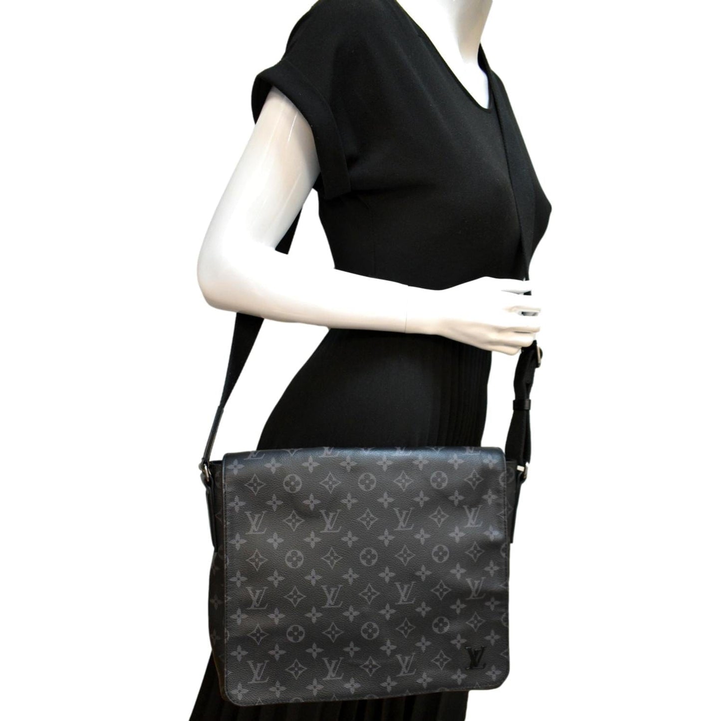 LOUIS VUITTON District PM Monogram Eclipse Messenger Bag Black