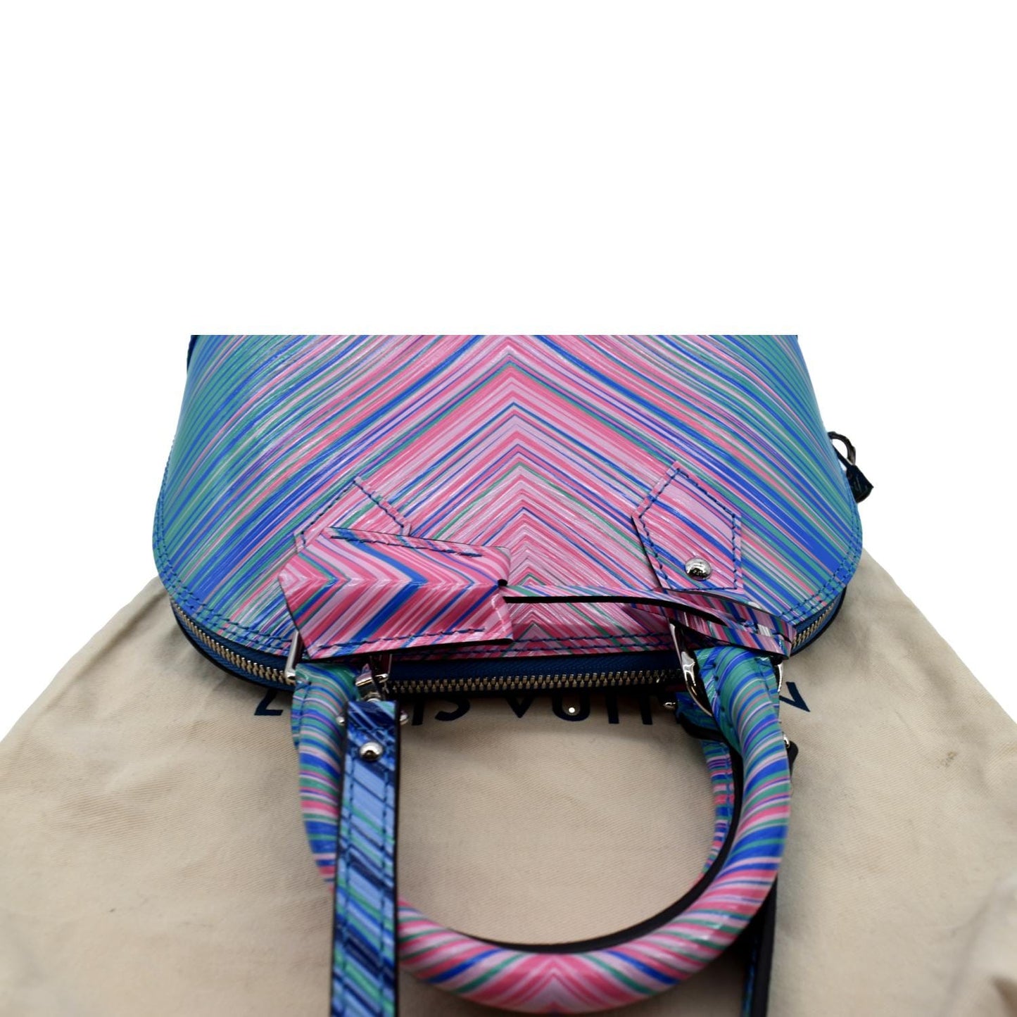 LOUIS VUITTON Alma BB Tropical Epi Leather Satchel Crossbody Bag Blue Rose