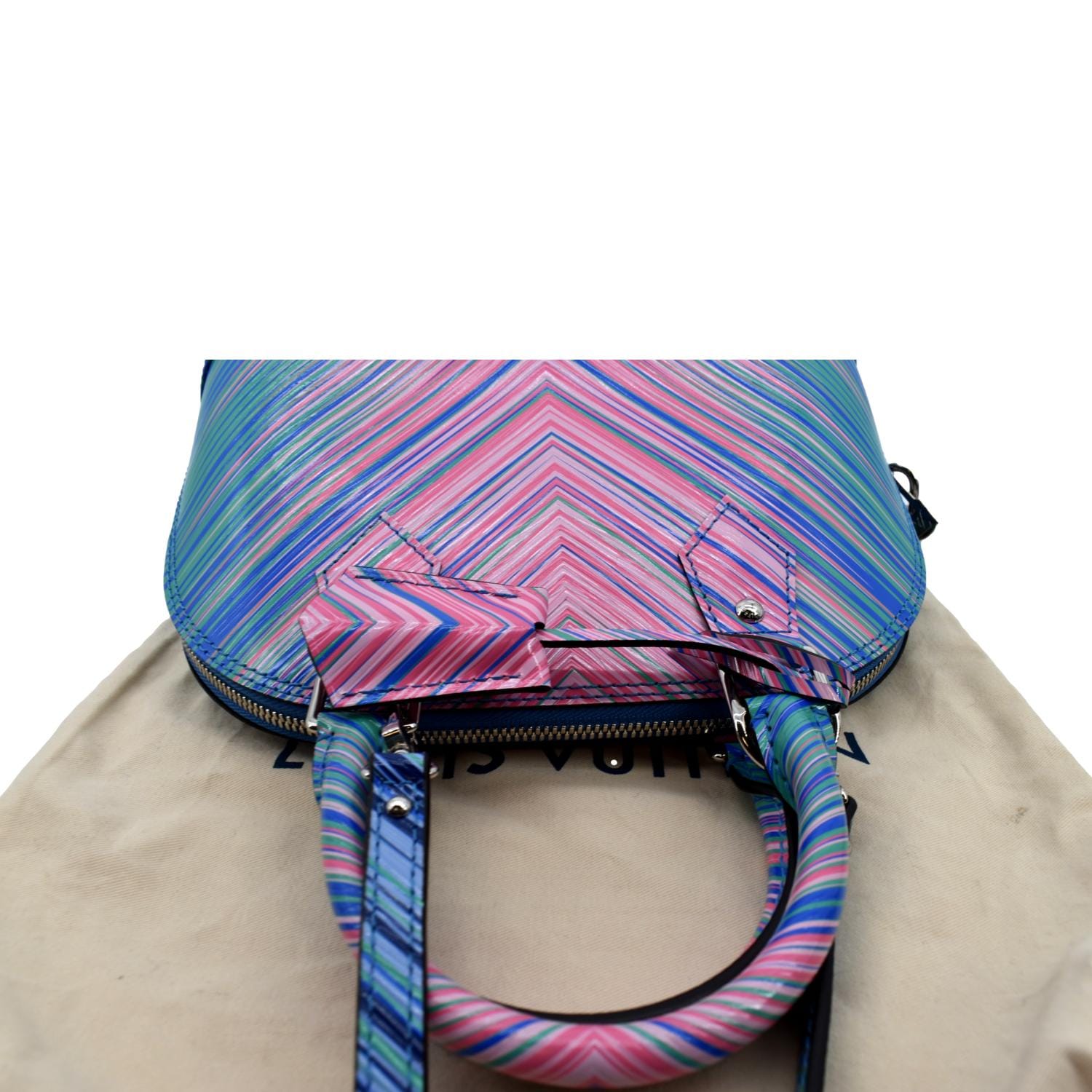 LOUIS VUITTON Alma BB Tropical Epi Leather Satchel Crossbody Bag Blue Rose