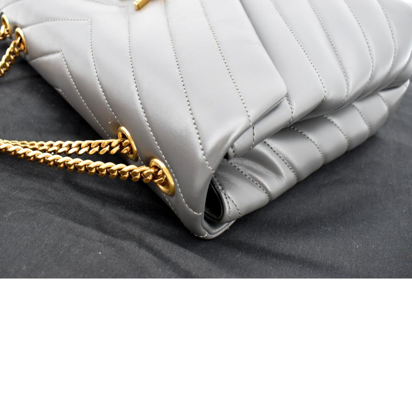 SAINT LAURENT Loulou Medium Matelasse Leather Chain Shoulder Bag Dark Gray