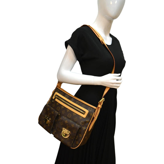 LOUIS VUITTON Hudson GM Monogram Canvas Shoulder Bag Brown