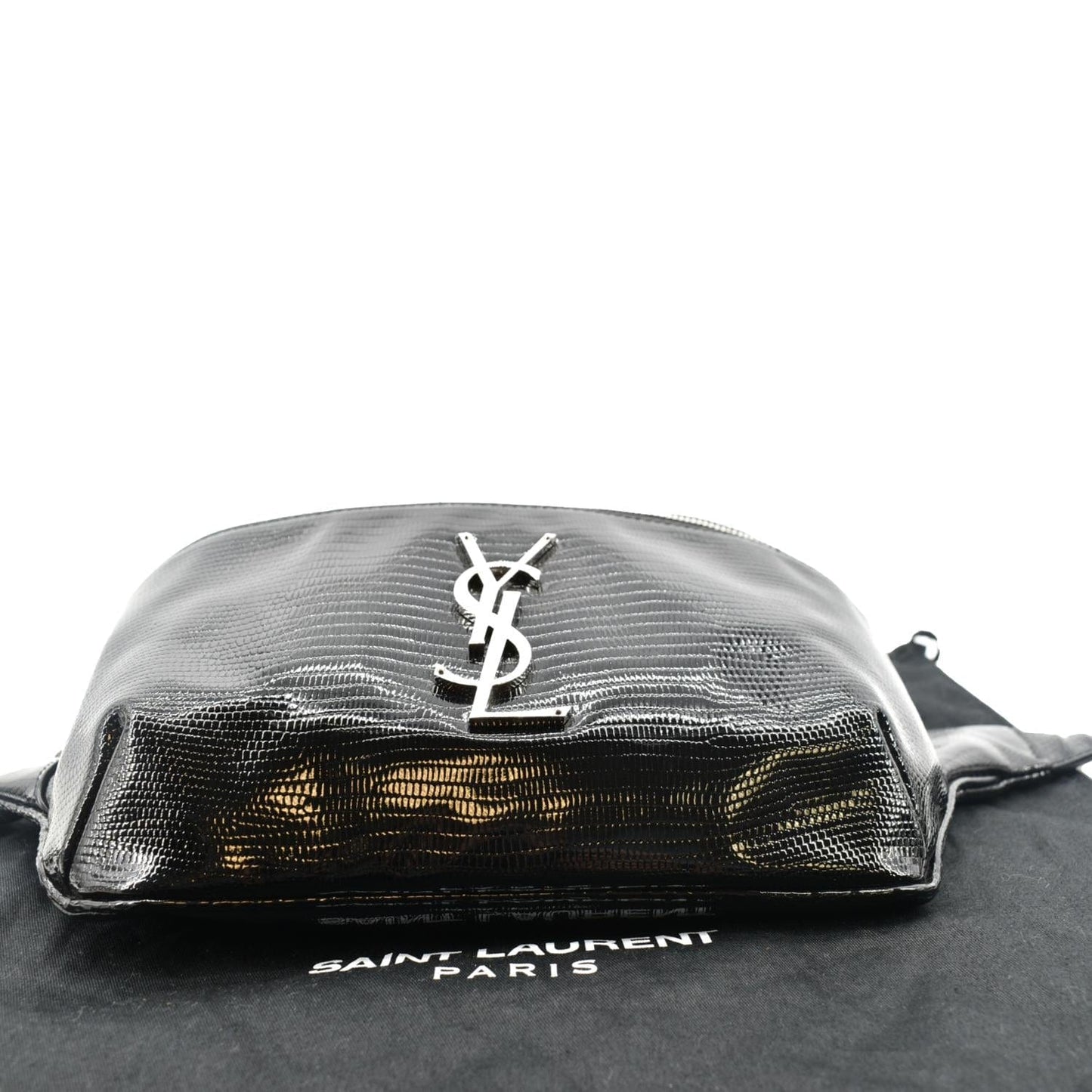 SAINT LAURENT Embossed Patent Leather Belt Bag Black
