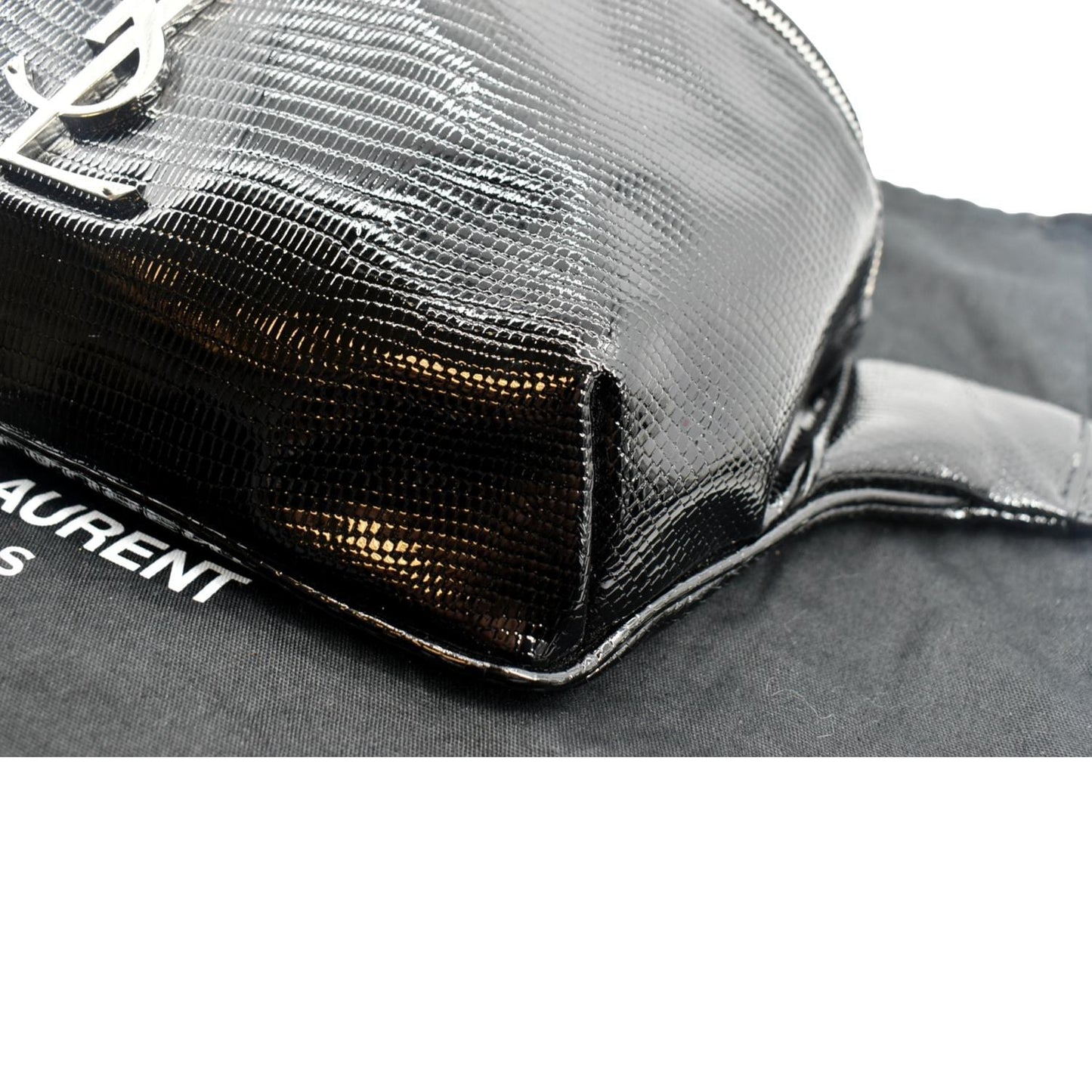 SAINT LAURENT Embossed Patent Leather Belt Bag Black