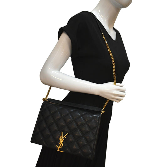 SAINT LAURENT Becky Quilted Leather Shoulder Chain Bag Black