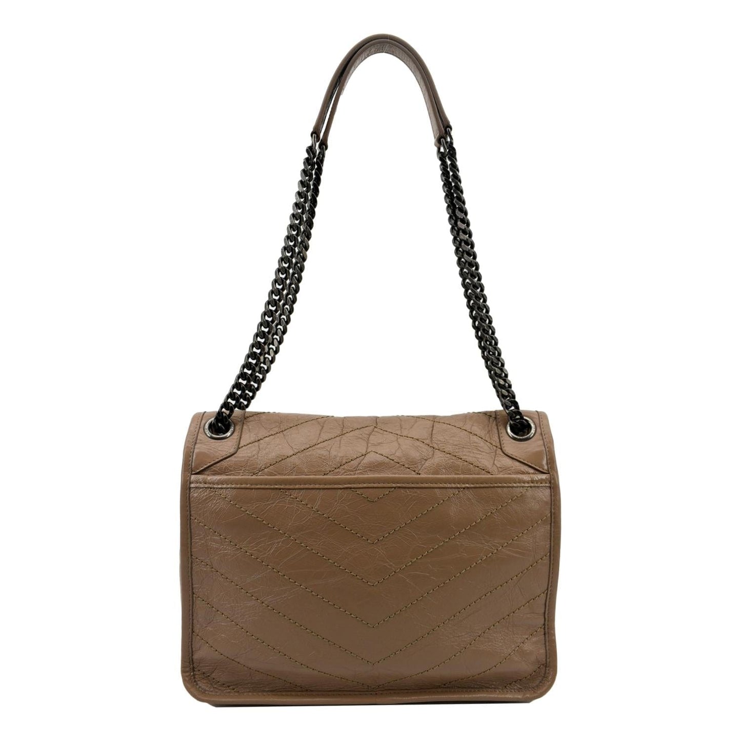 SAINT LAURENT Niki Medium Leather Crossbody Bag Greyish Brown
