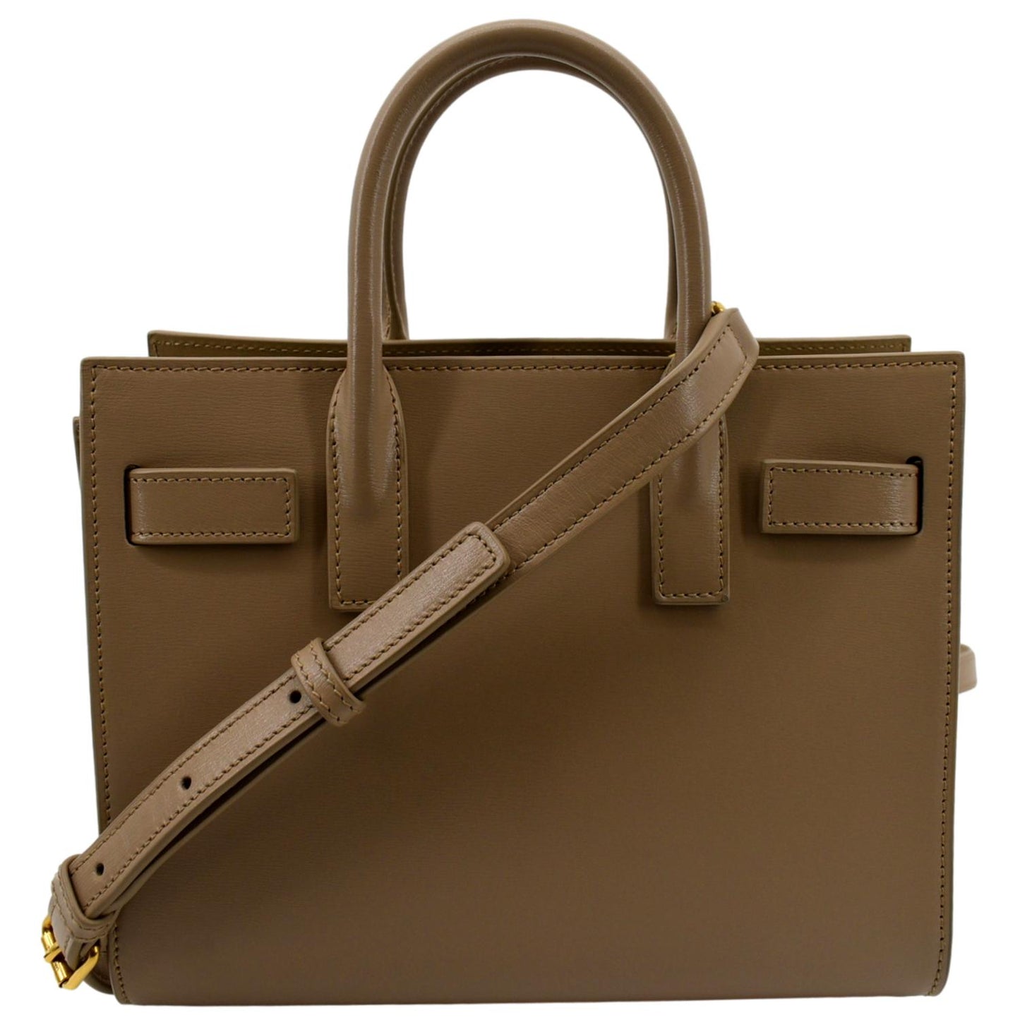 SAINT LAURENT Sac De Jour Nano Smooth Leather Satchel Shoulder Bag Dark Beige
