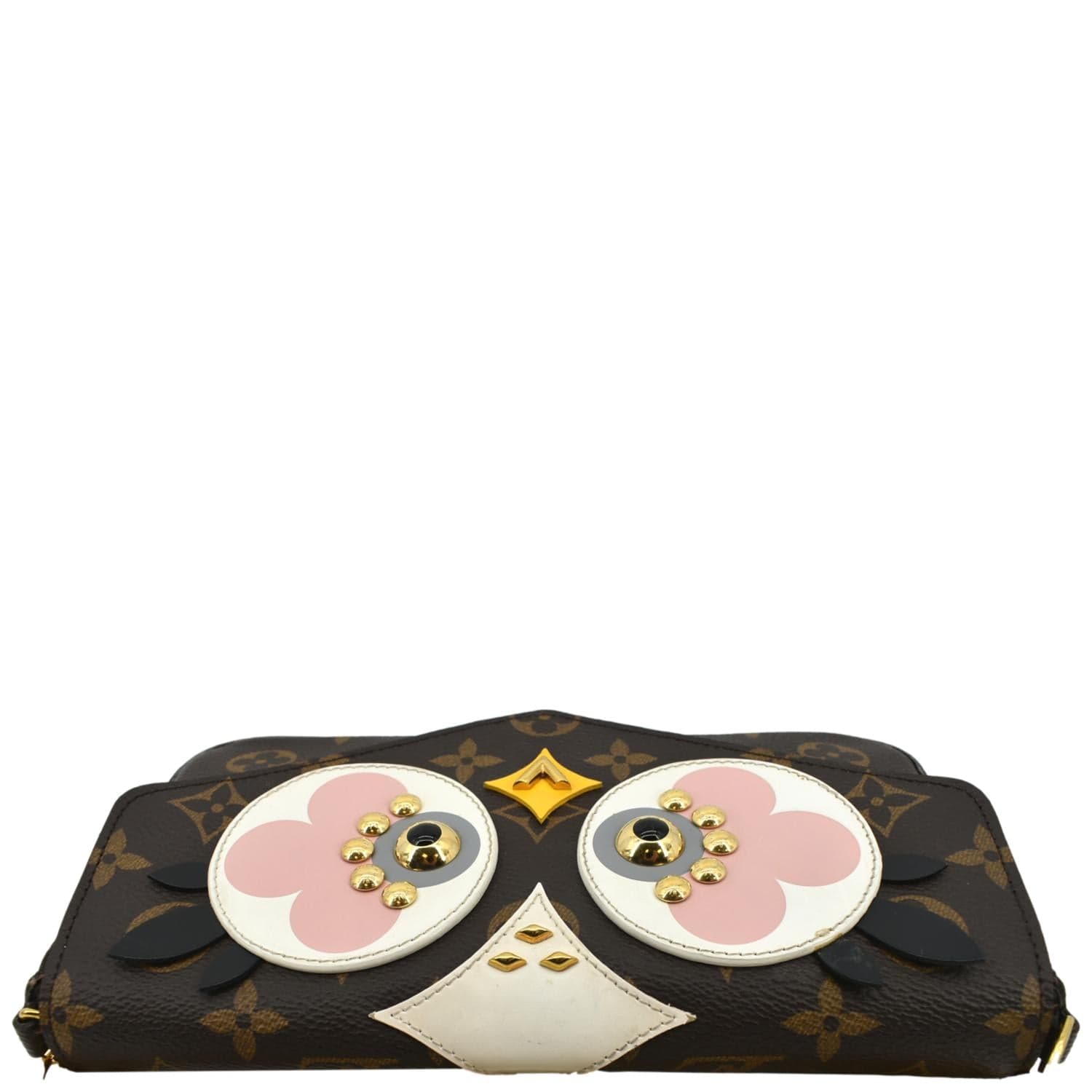 LOUIS VUITTON Pochette Felicie Owl Monogram Chain Crossbody Bag Brown