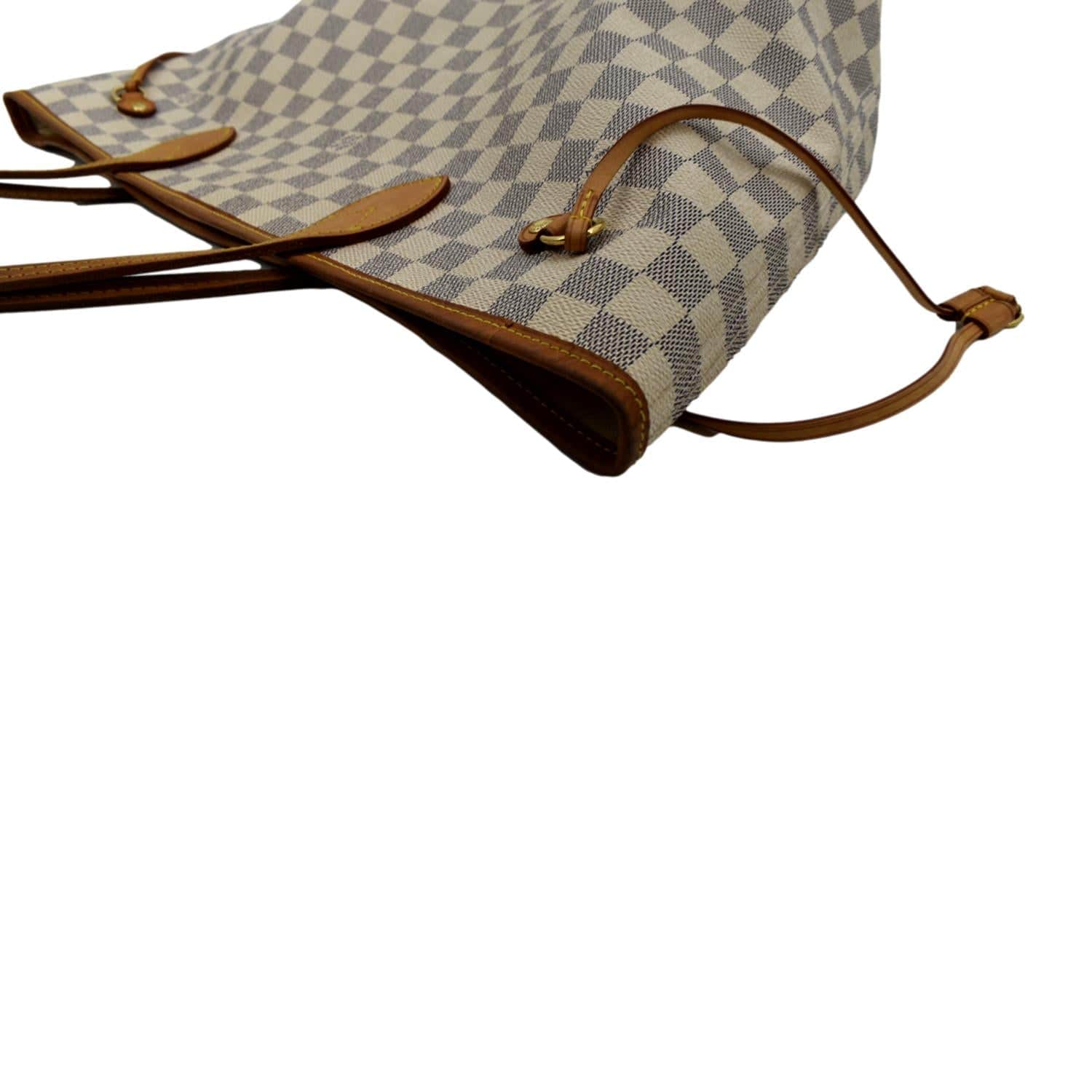 LOUIS VUITTON Neverfull MM Damier Azur Shoulder Bag White