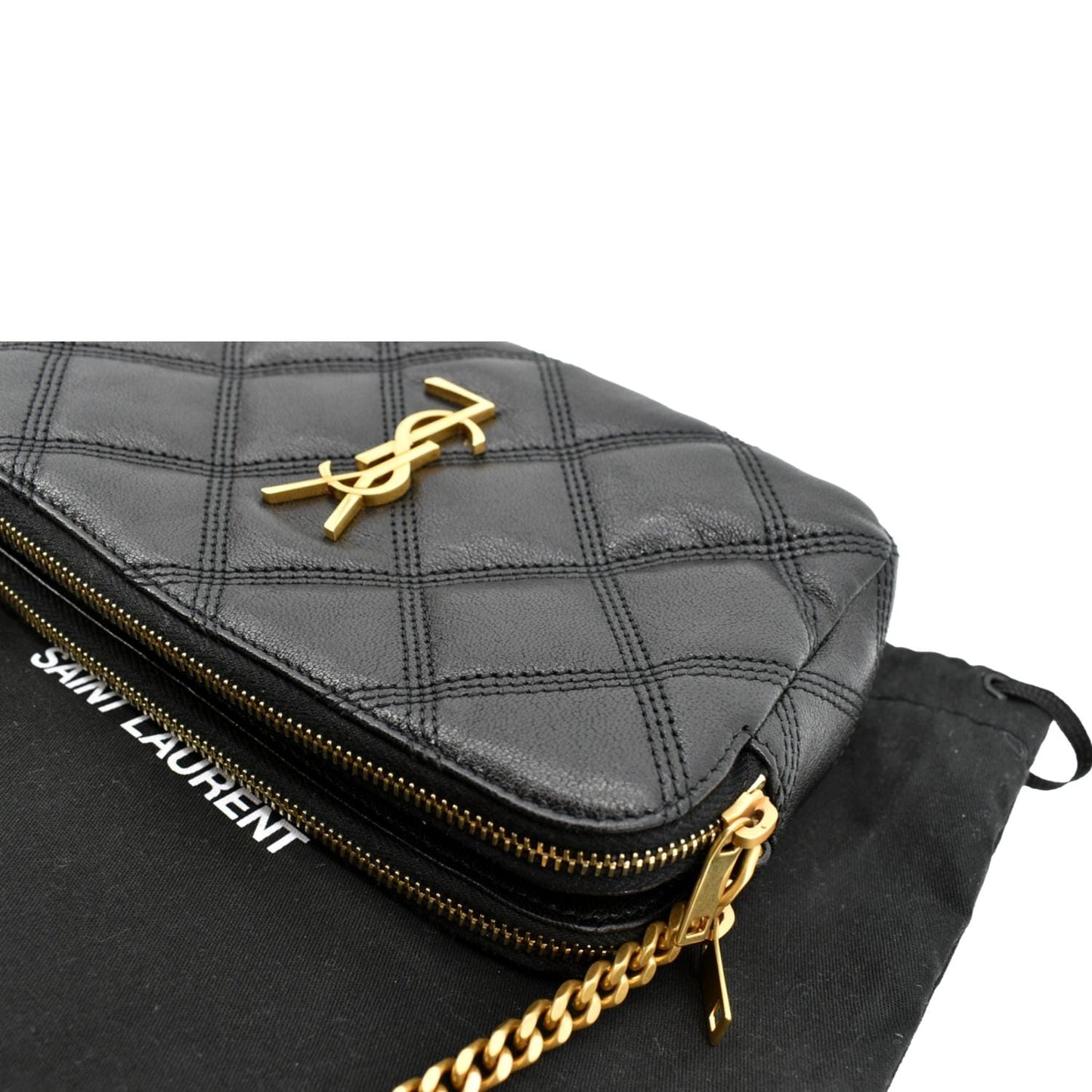 SAINT LAURENT Becky Double Zip Lambskin Leather Crossbody Bag Black