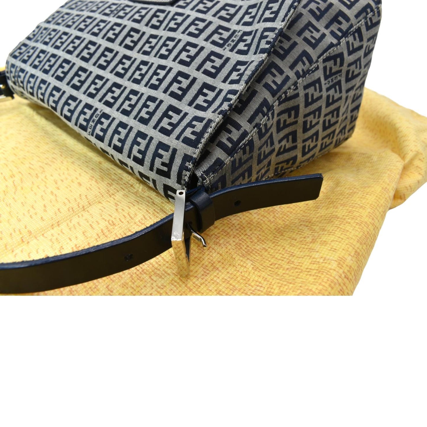 FENDI Kan I FF Logo Embossed Leather Crossbody Bag Brown