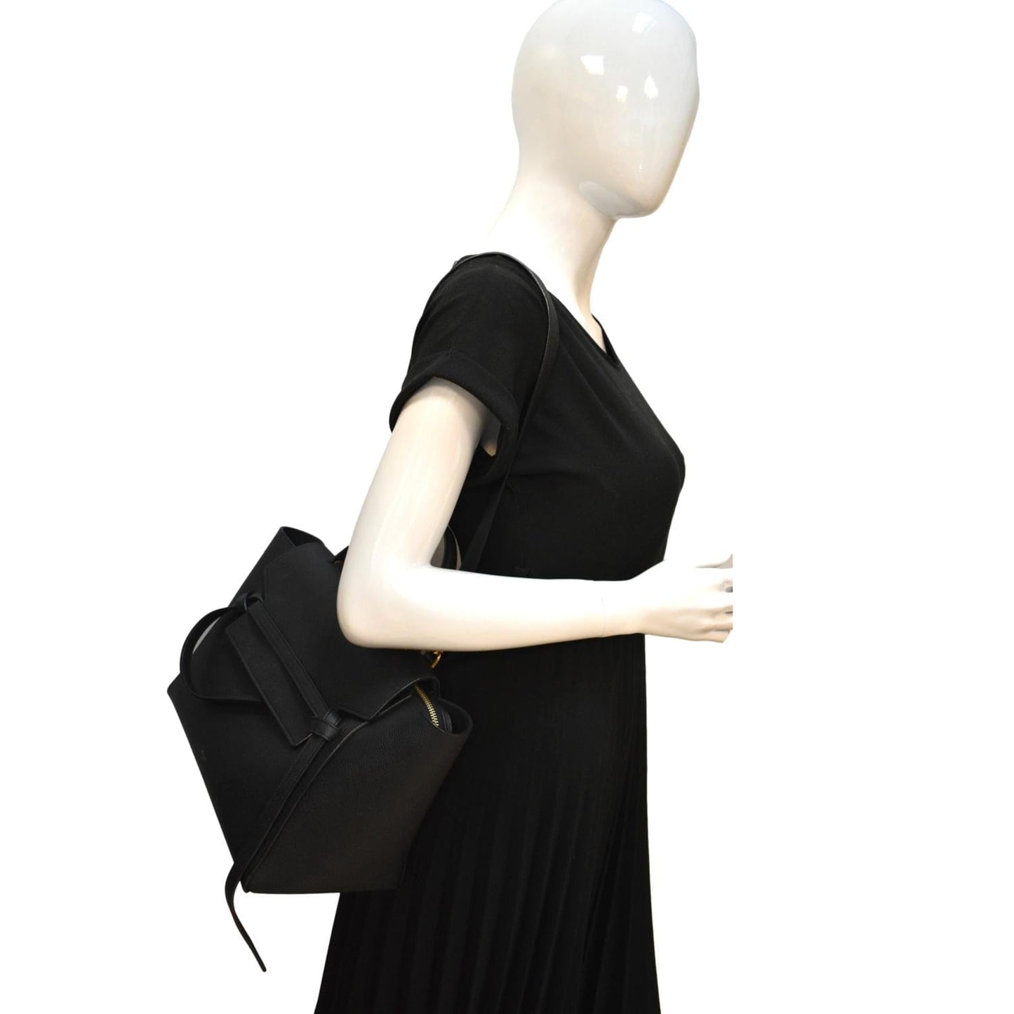 CELINE Mini Belt Grained Calfskin Leather Shoulder Bag Black - Hot Deals