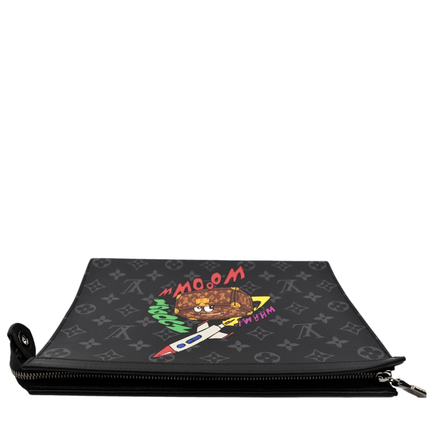 LOUIS VUITTON Voyage MM Monogram Eclipse Pochette Bag Black